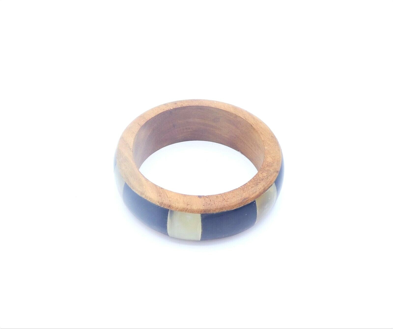Vintage 1960’s Lucite Plastic and Wood Bangle Bracelet