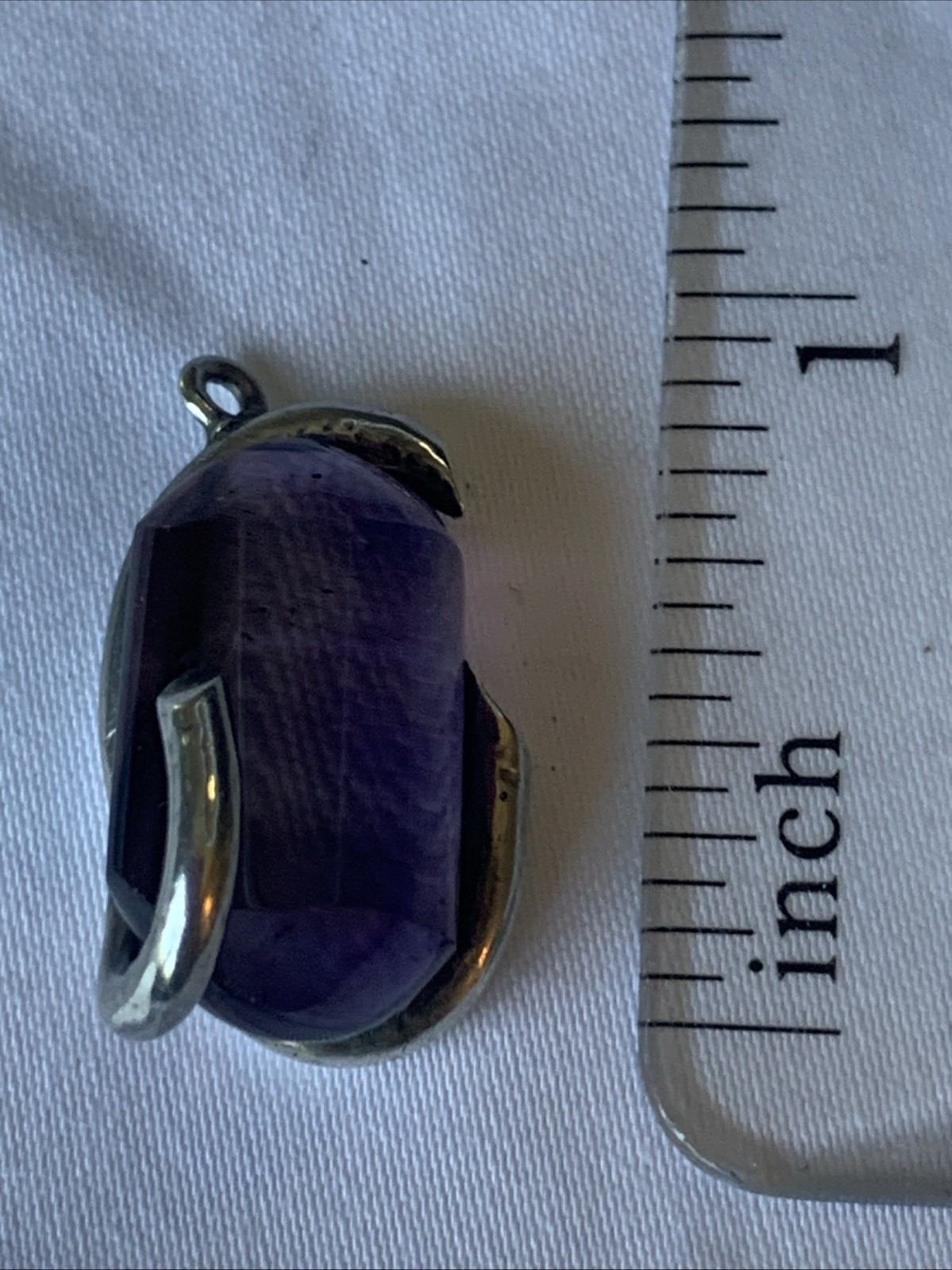 Vintage One Of A Kind Handcrafted Large Amethyst Stone Pendant-Metal Unknown