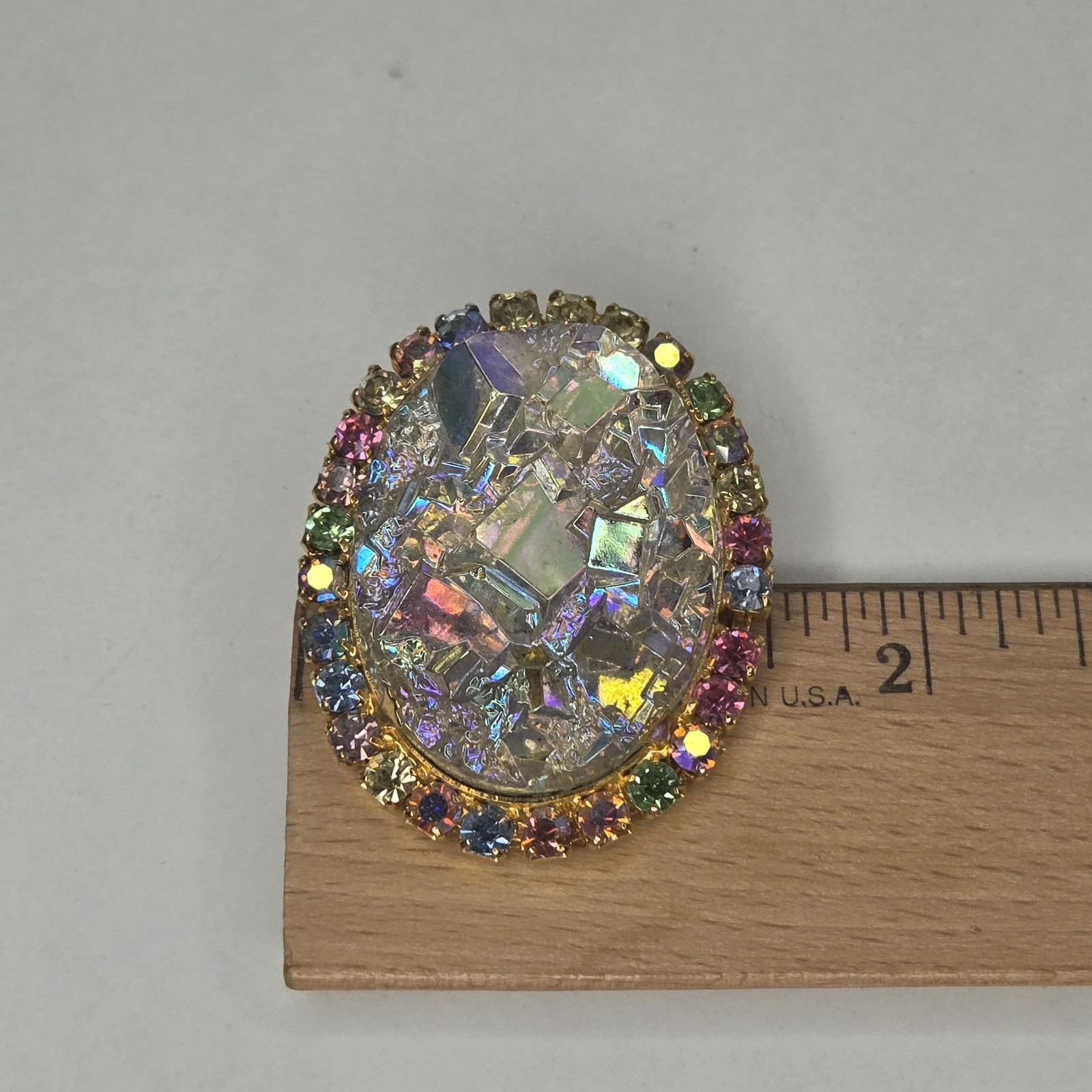 Vintage Juliana DeLizza & Elster Crystal Geode Brooch & Earrings Rare Book Piece