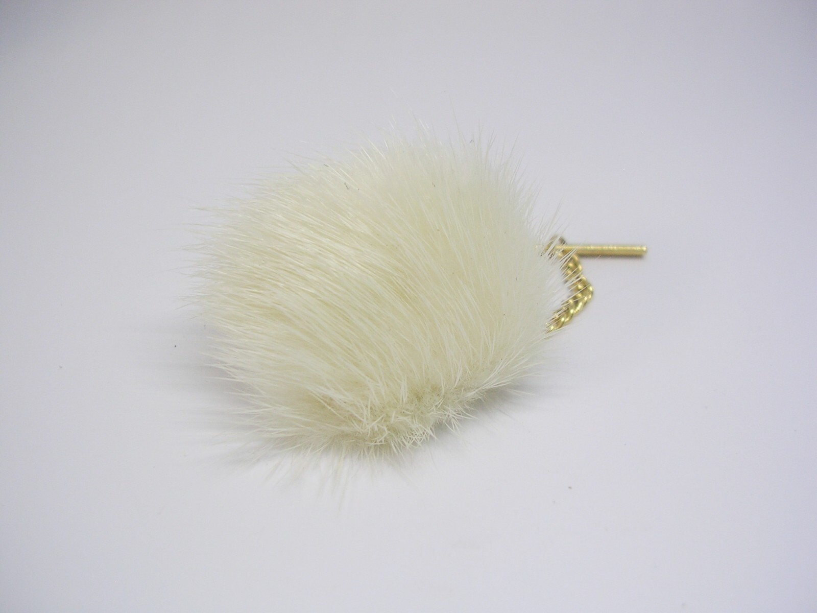 Vintage Tie Tack white Faux Fur Tie Pin with Chain