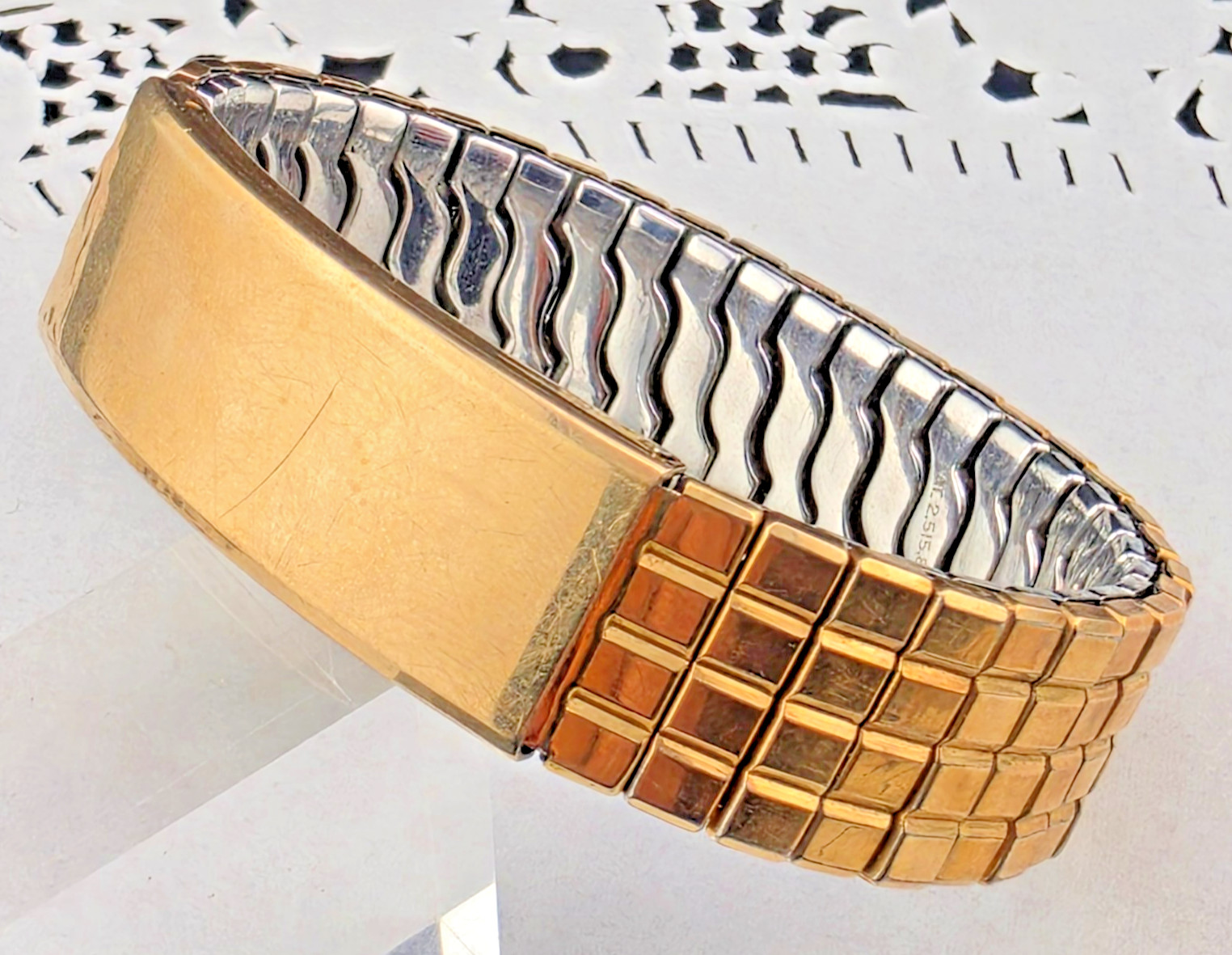 Vintage Gemex USA Gold-Filled Photo Locket Expansion ID Bracelet 7″ No Mono