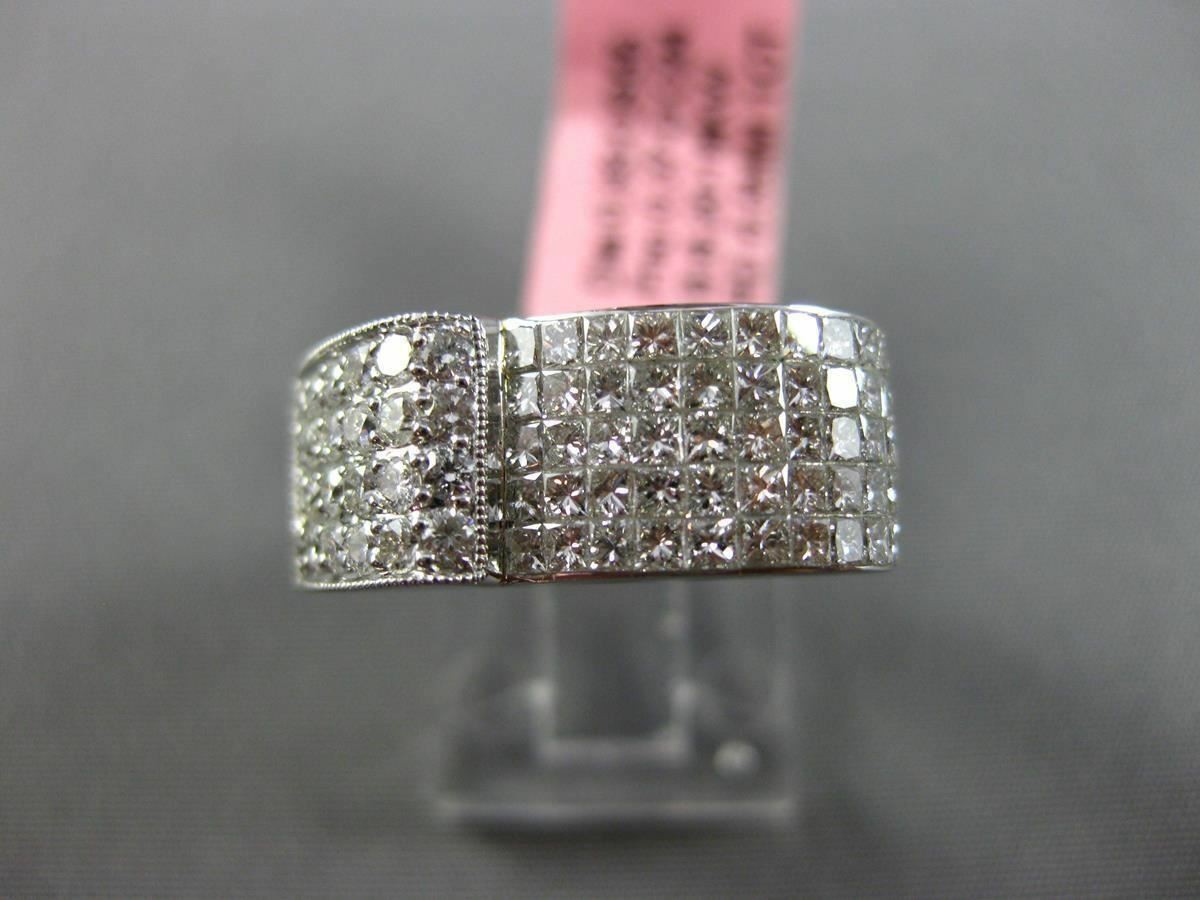ESTATE WIDE 1.30CT DIAMOND 18KT WHITE GOLD 3D MULTI ROW MILGRAIN RING F/G VS/VVS