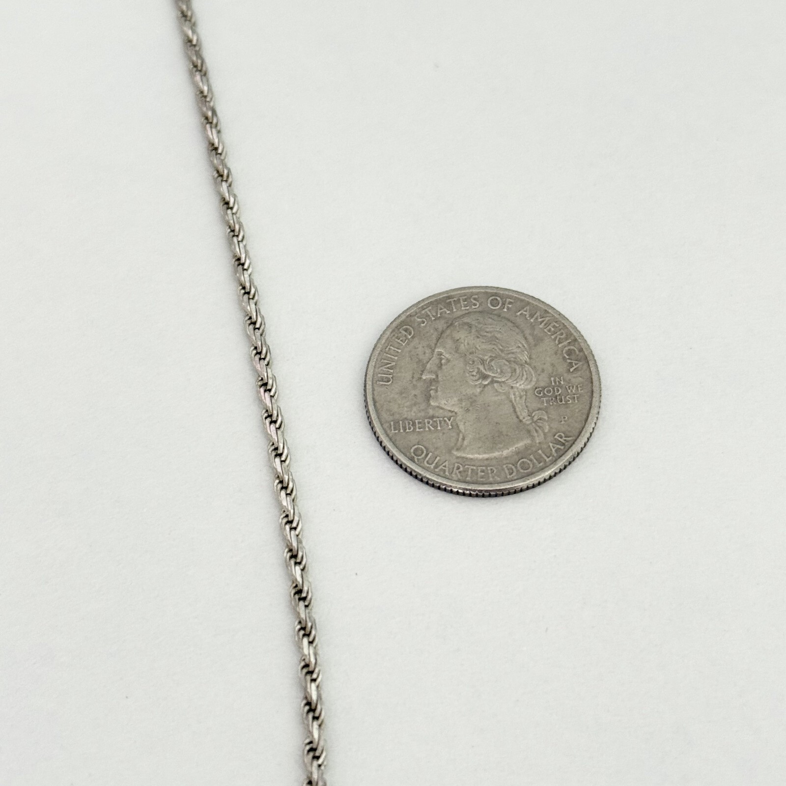 925 Italy Sterling Silver Vintage Rope Chain Link Necklace 17.5″