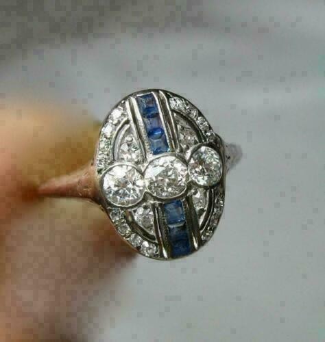 Art Deco 1.24CT Round Cut Lab Created Diamond Art Deco Vintage Ring 14K Gold FN