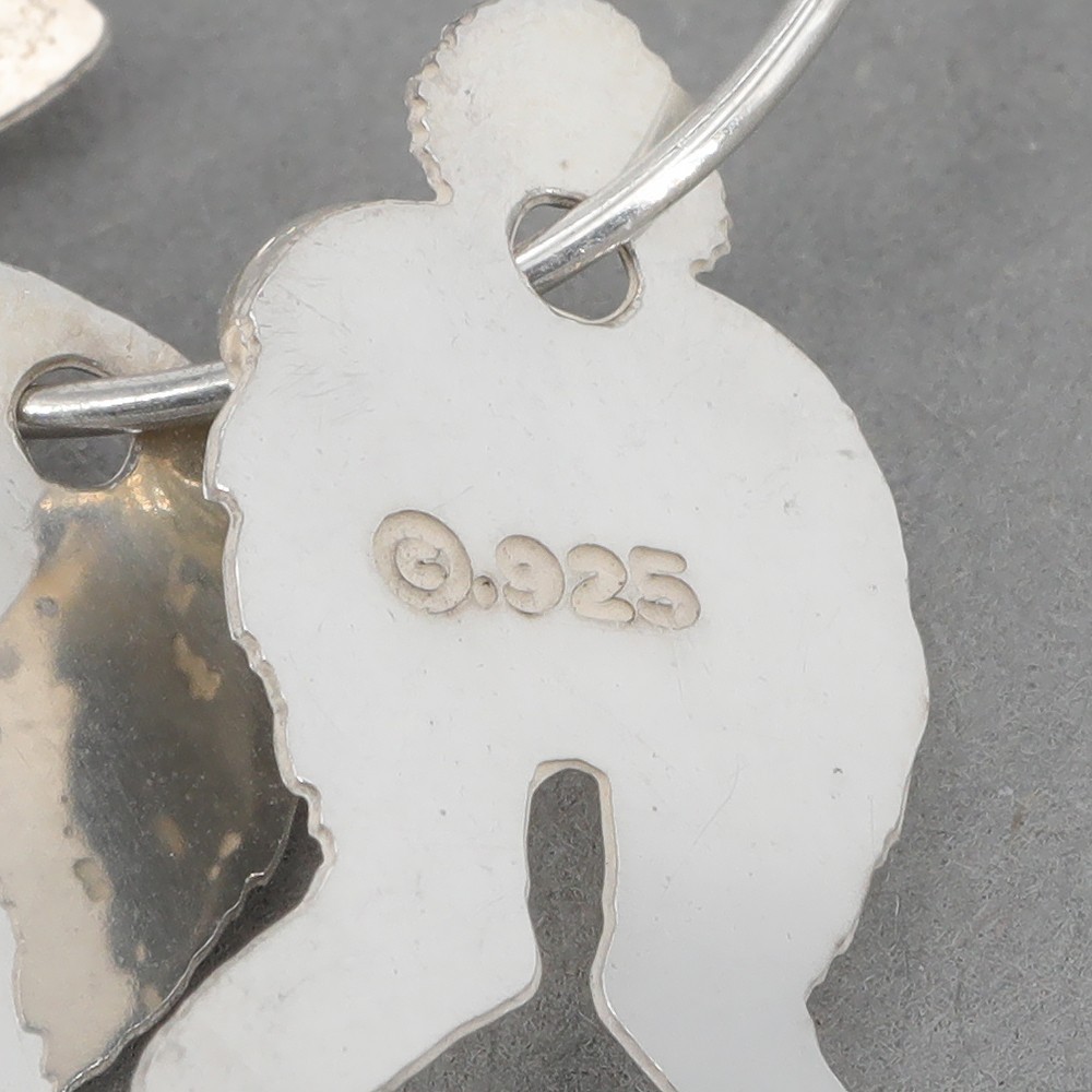 Vtg Lightweight Sterling Articulated 3D Full Body Bunny Rabbit Dangle Earrings