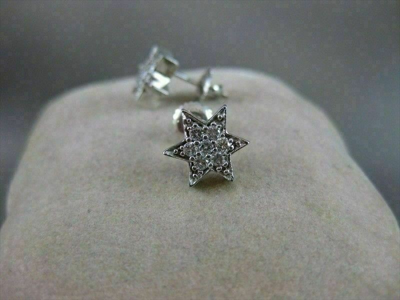 ANTIQUE .50CTW DIAMOND STAR CLUSTER 14K WHITE GOLD POST EARRINGS FG VVS/VS #5272
