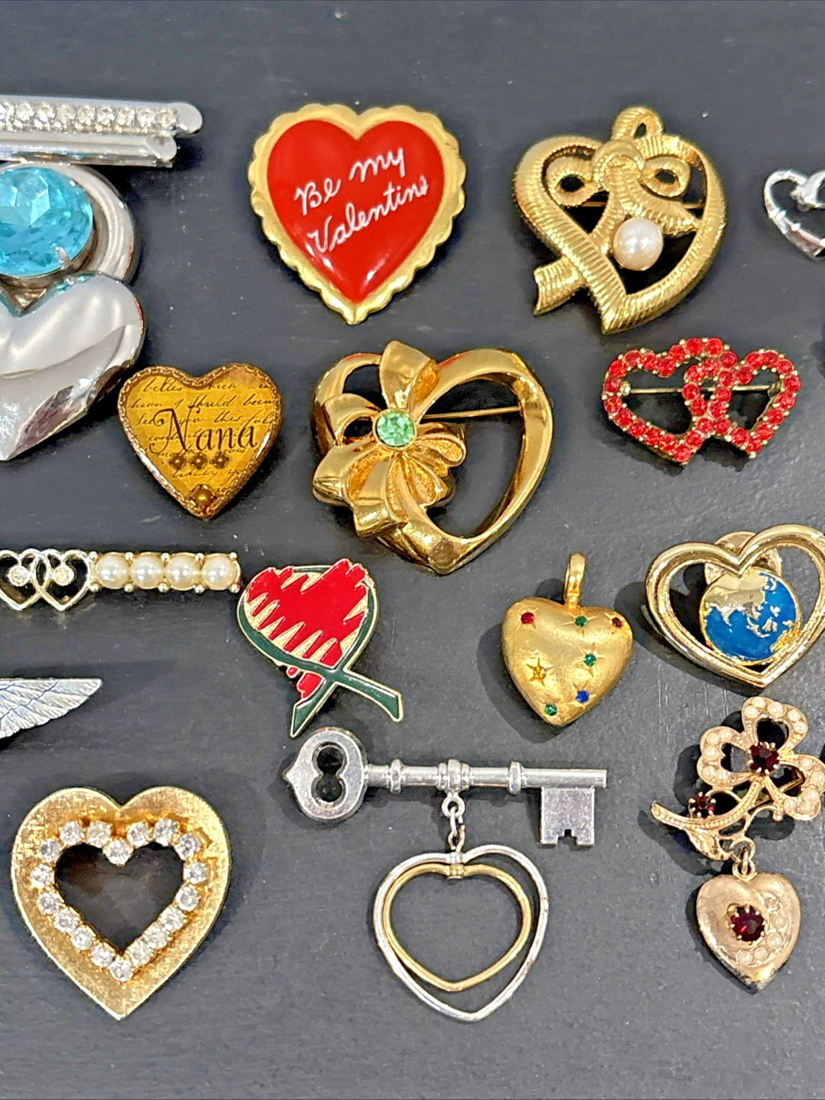 Lot 42 Vintage Now Pin Heart Hearts LC Sarah Coventry Avon Anne Klein ONLY $2