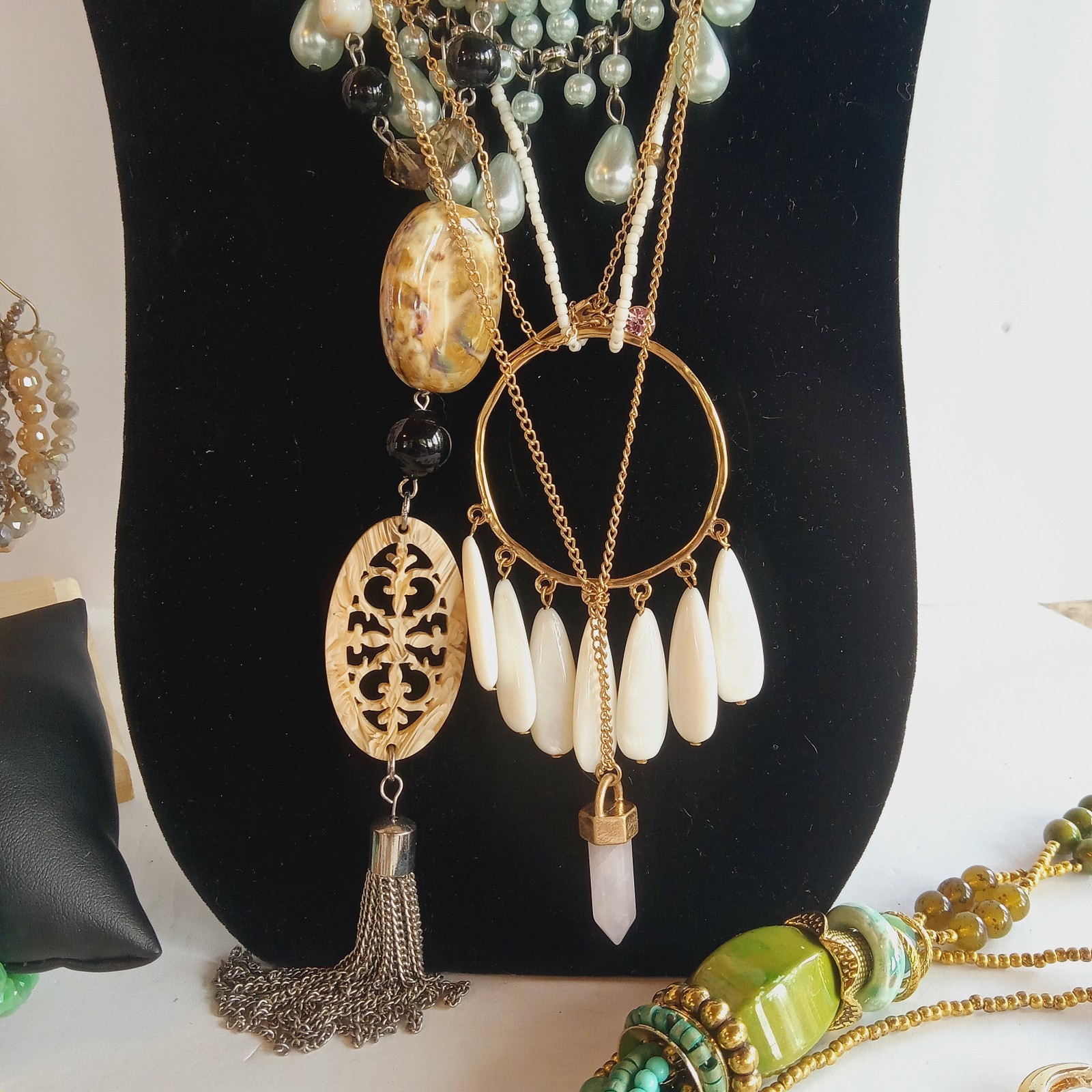 50 Pc Vintage to now Jewelry lot Necklaces Bracelets Earrings Brooches Rings