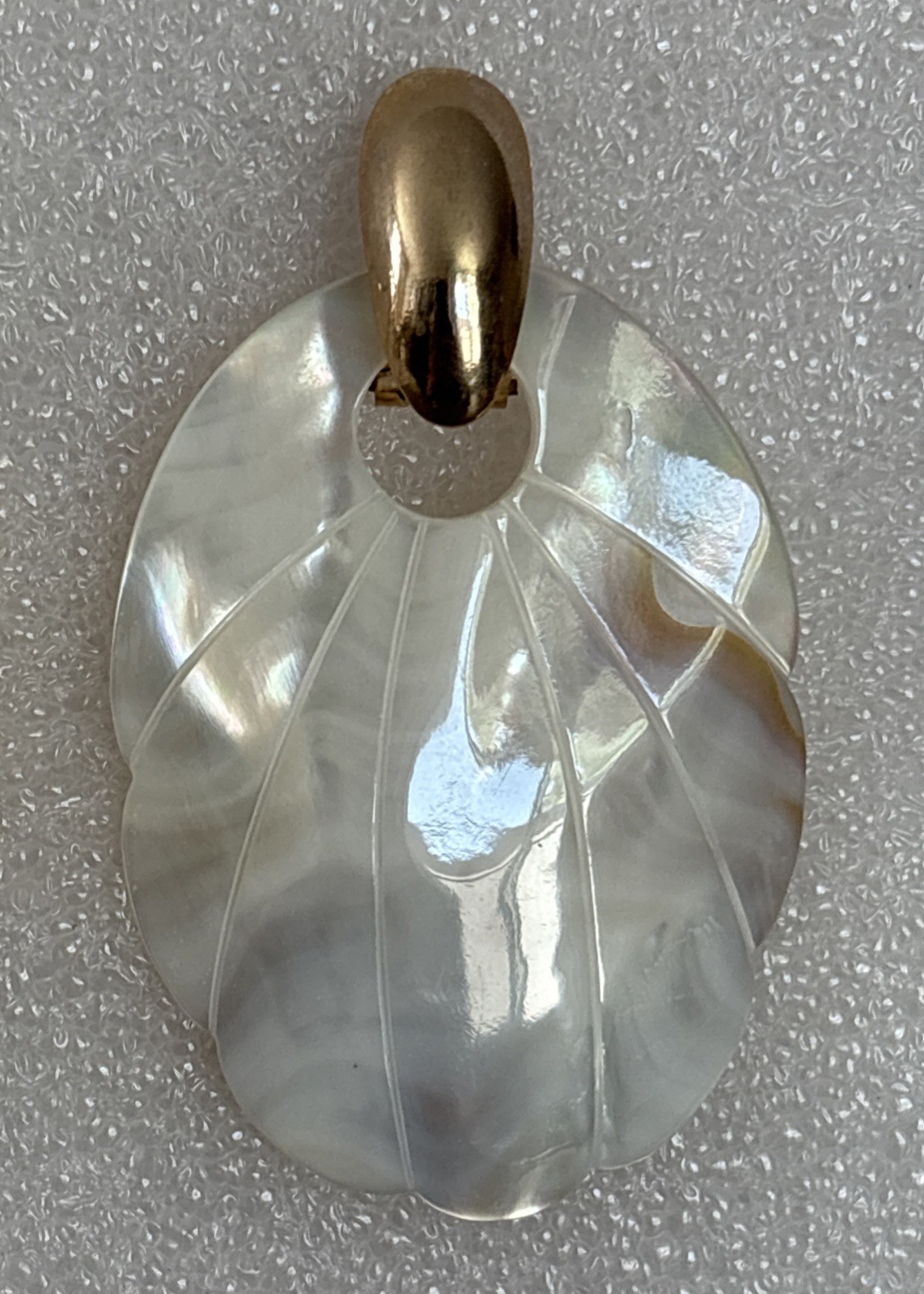 Vintage Gold Tone & Iridescent Mother Of Pearl Door Knocker Pierced Earrings NEW