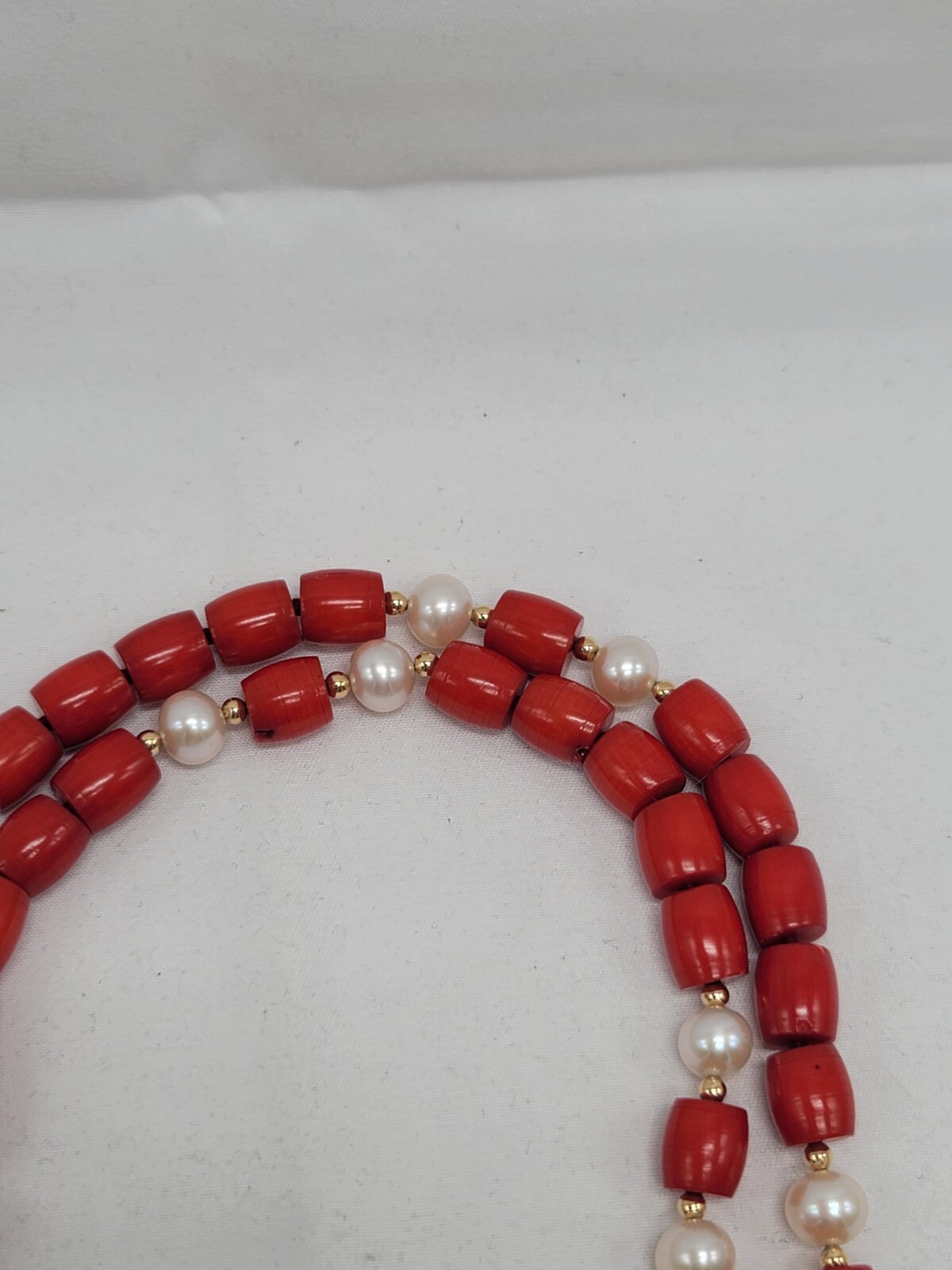 14K GSJ Necklace Pearl Red Coral Extra Long 49 Inches New In Box HSN JEWELRY