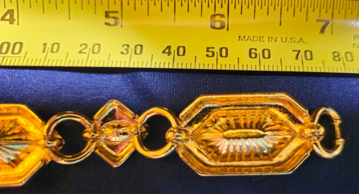 Vintage Yves Saint Laurent YSL Resin Stones Gold Tone Metal Bracelet