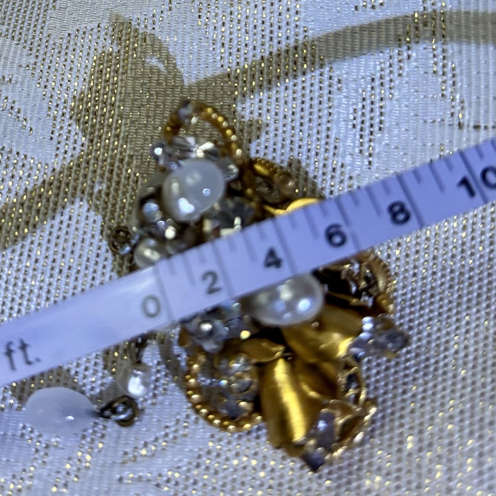 Vintage Originals by Robert Pearl Rhinestone Dangle Clip On Earrings Mid Century