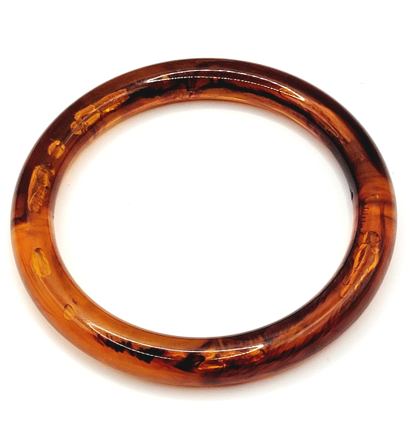 Classic Retro Faux T Shell Acrylic Bangle Bracelet Vintage 1980s with Bubbles