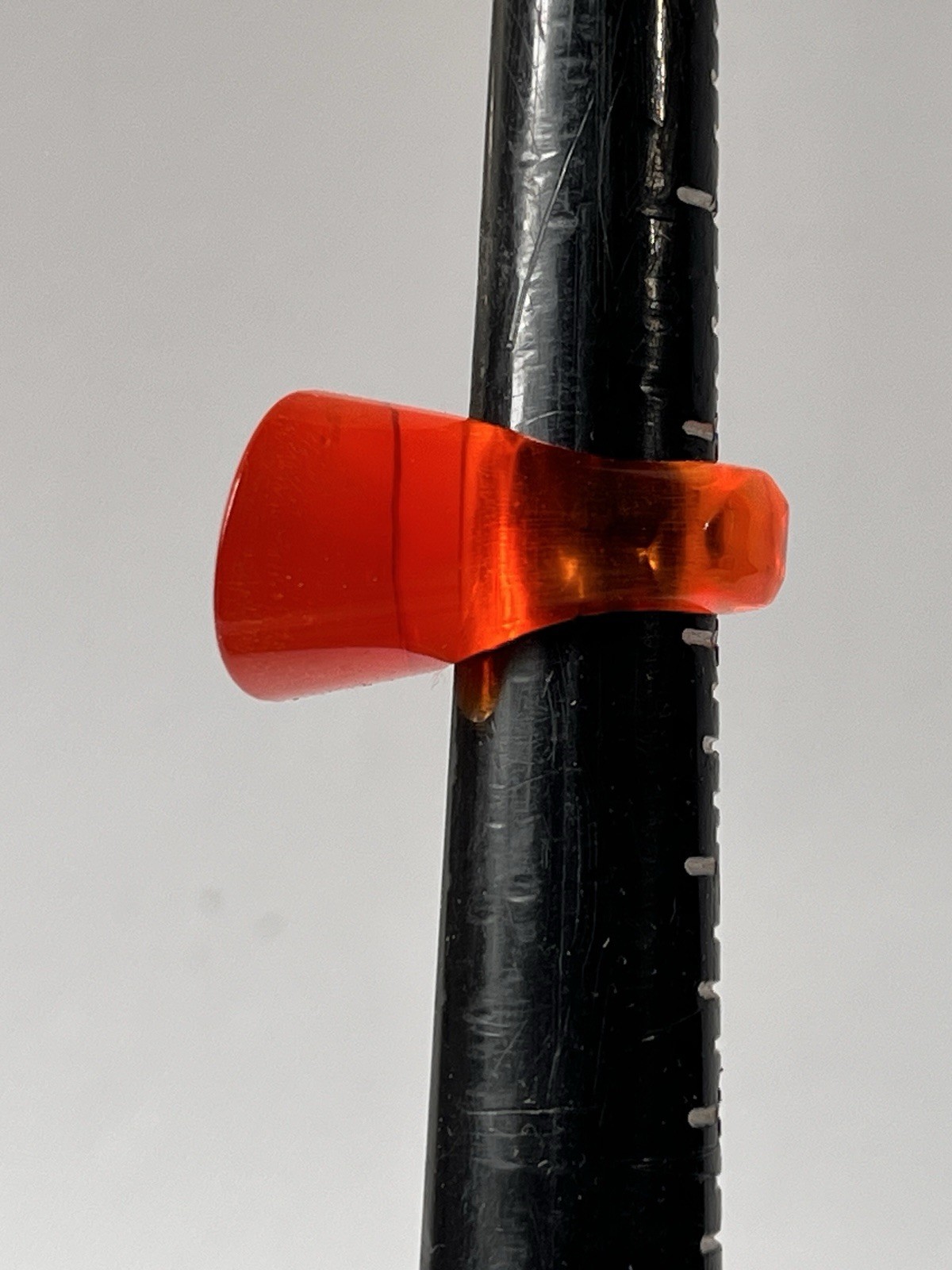 Vintage Lucite Ring Size 5.5 Oval Slanted Modern Chunky Statement Acrylic Orange