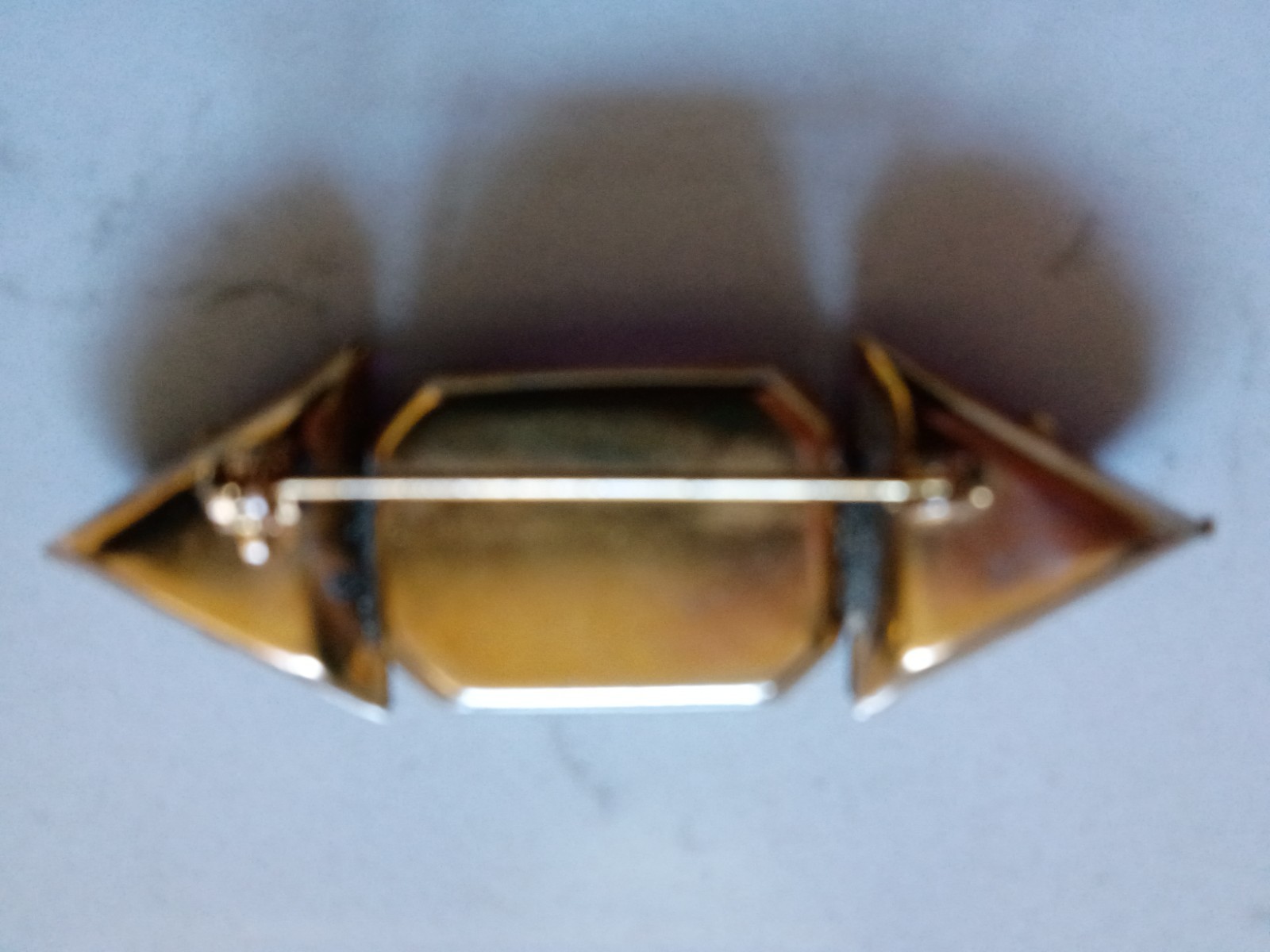 Vintage Purple Amethyst Color 3 large Glass Gem Brooch Modernist Art Deco