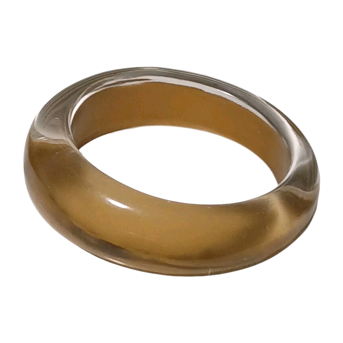 Vintage Clear Champagne Gold Lucite Acrylic Bangle Bracelet Chunky Statement 8″