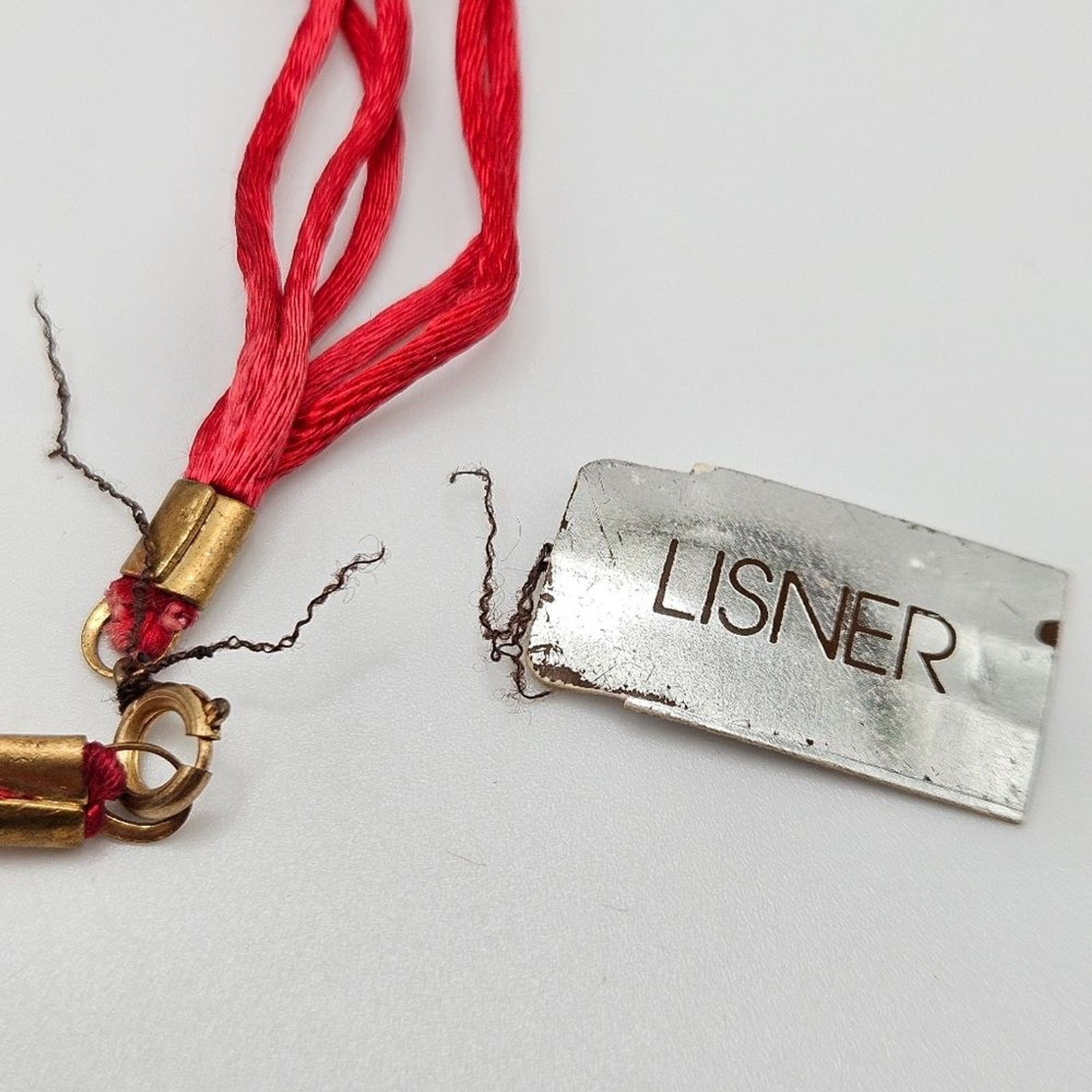 NEW VINTAGE Lisner 3D Poppy Flower Pendant Silk Cord Choker Necklace