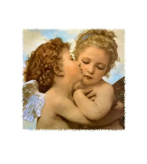 Antique 18K Gold Heart Brooch Angel Cherubs Pearl Enamel Mother of Pearl c1900