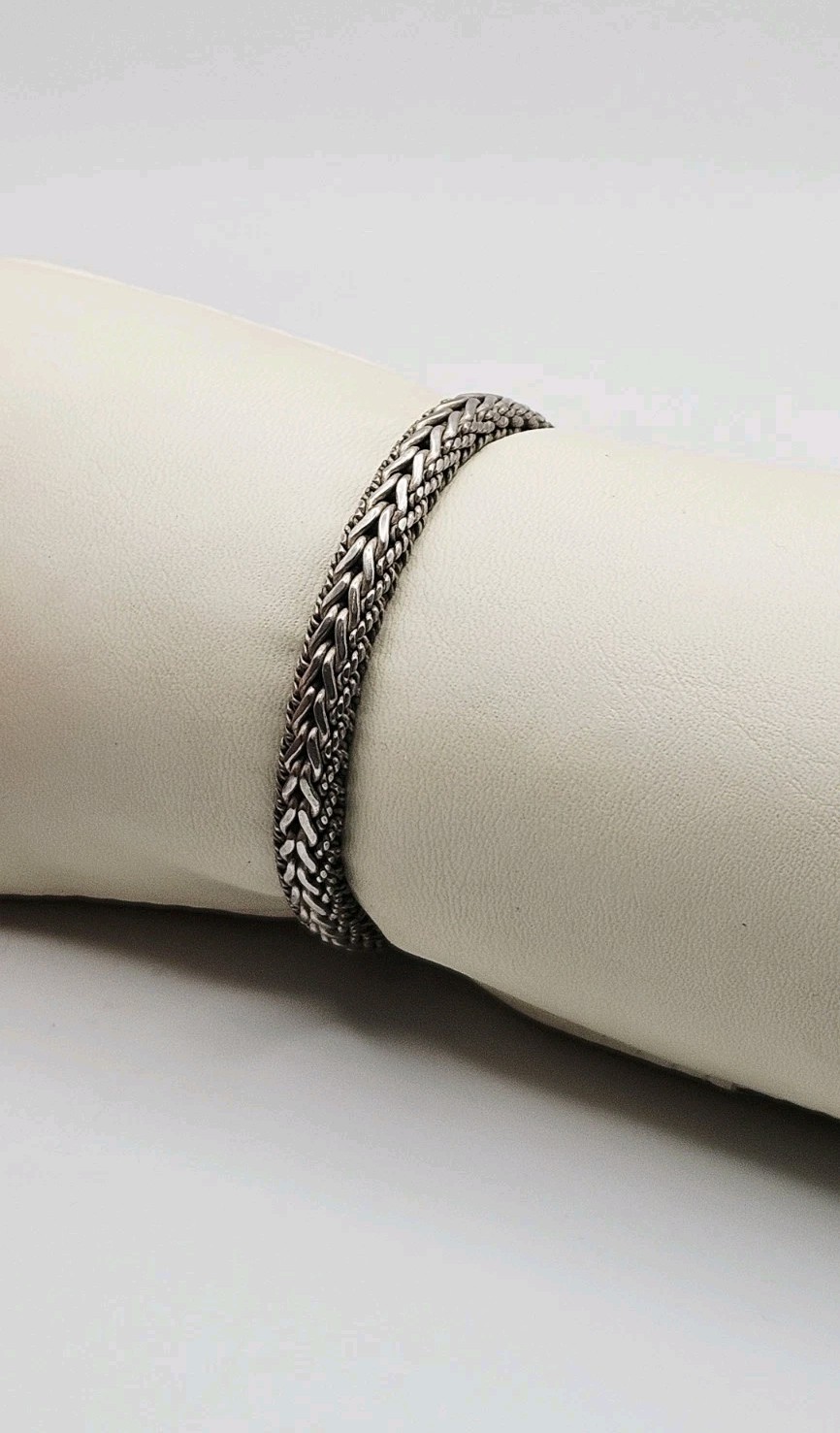 Sterling Silver Vintage Woven Wheat 6mm Chain Bracelet 6.5″