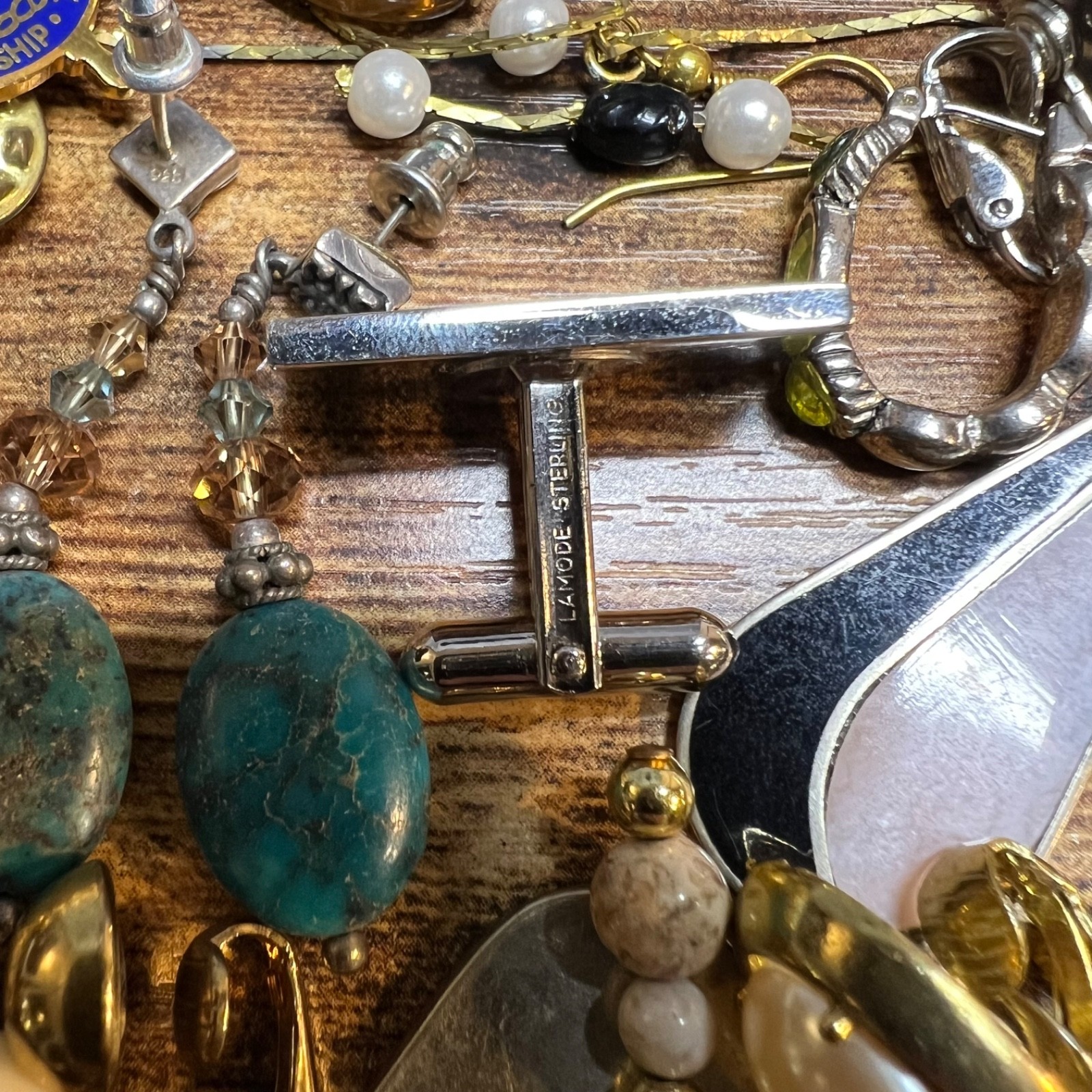 Vintage Estate Junk Drawer Lot: Jewelry, Pins, Coin, Collectibles, Tangled