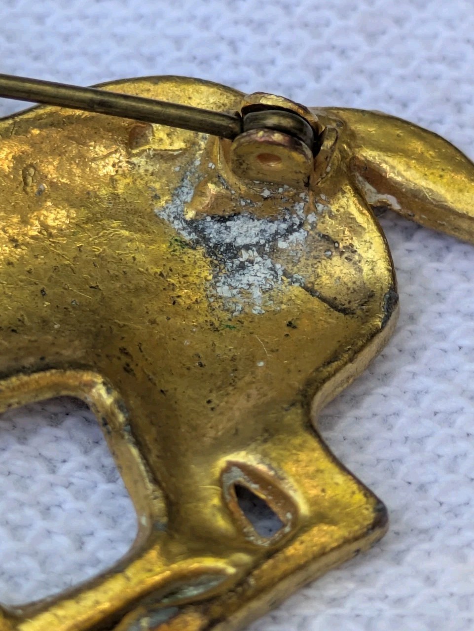 Antique Glass Glitter on Brass Race Horse & Jockey Brooch Pin C Clasp AS IS D92