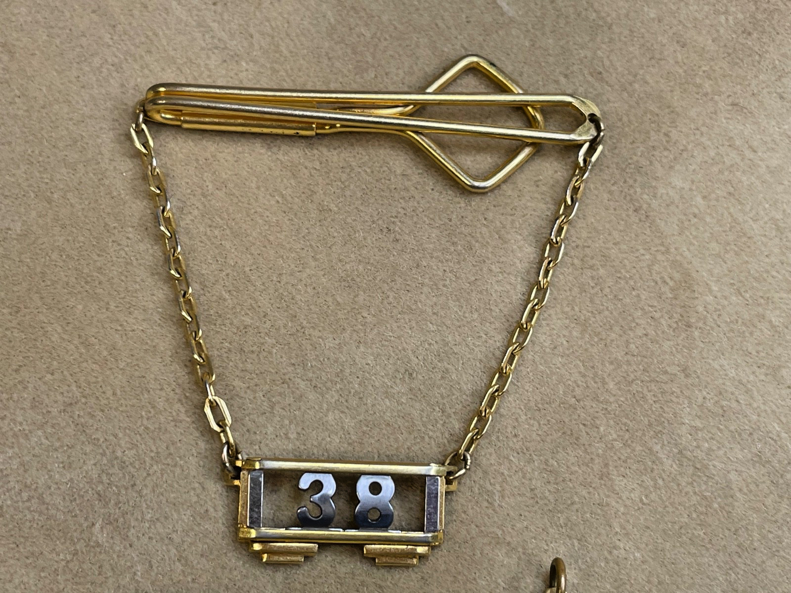 Suite of 3 Art Deco High School ’38 Swank? Tie Clip Lapel Pin “B” Balfour Charm