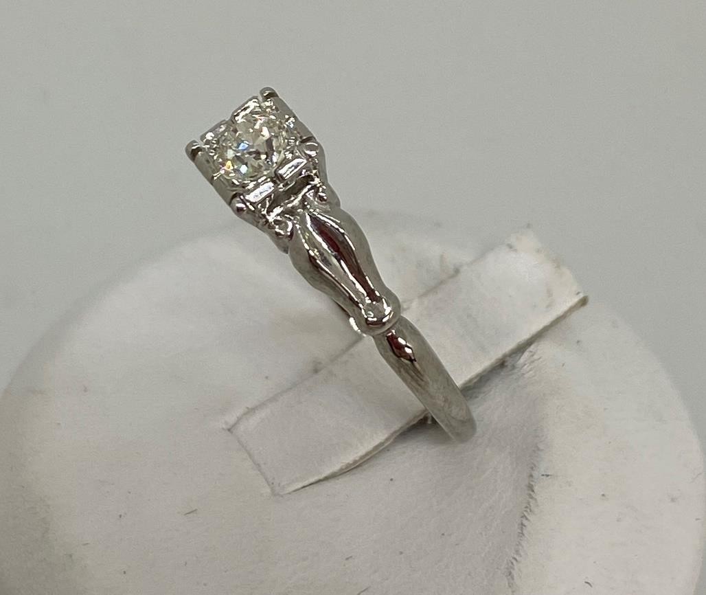 Vintage Platinum apx .20 ct Old European Cut Diamond SINC circa 1930 sz 7.5 #R61
