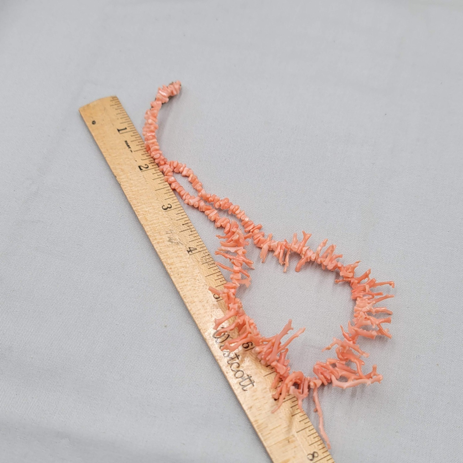 Vtg Angel Skin Branch Coral Necklace Natural Salmon Orange Pink Graduated 16”