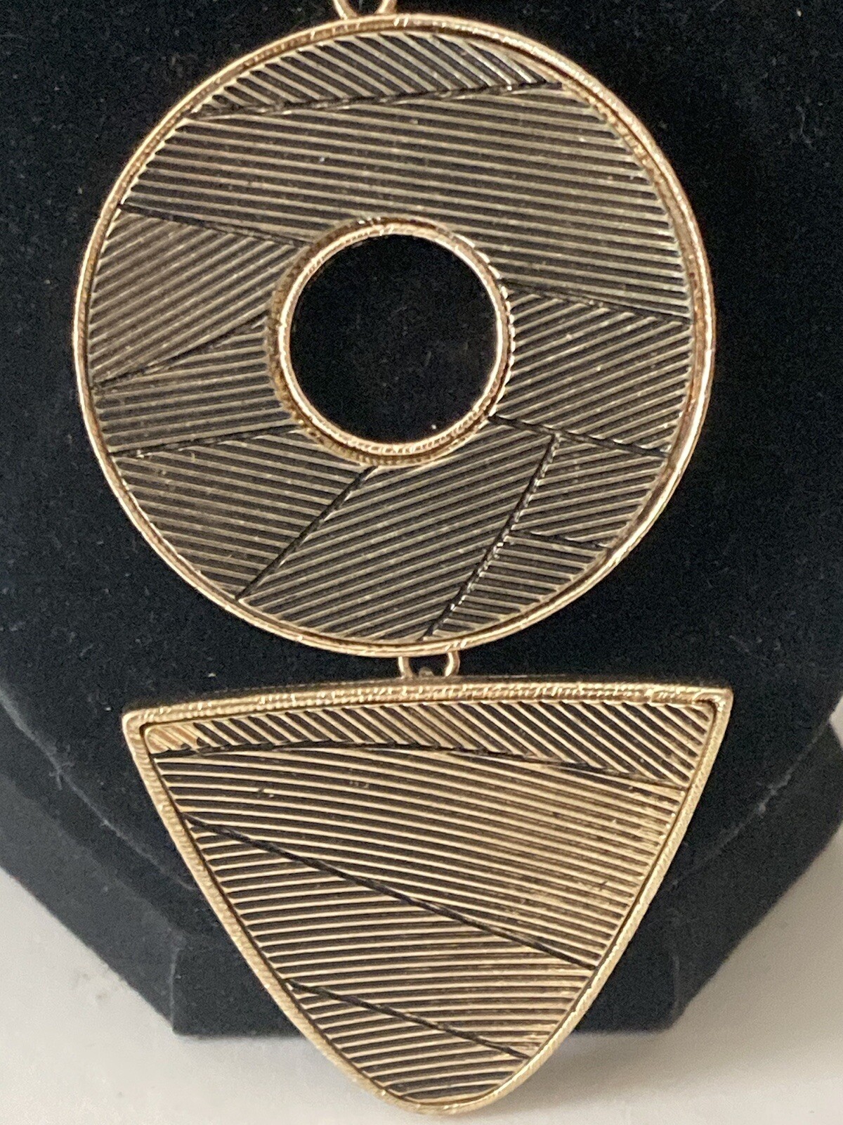 Art Deco Boho Gold Bronze Tone necklace And Earrings Influence Brand 18”