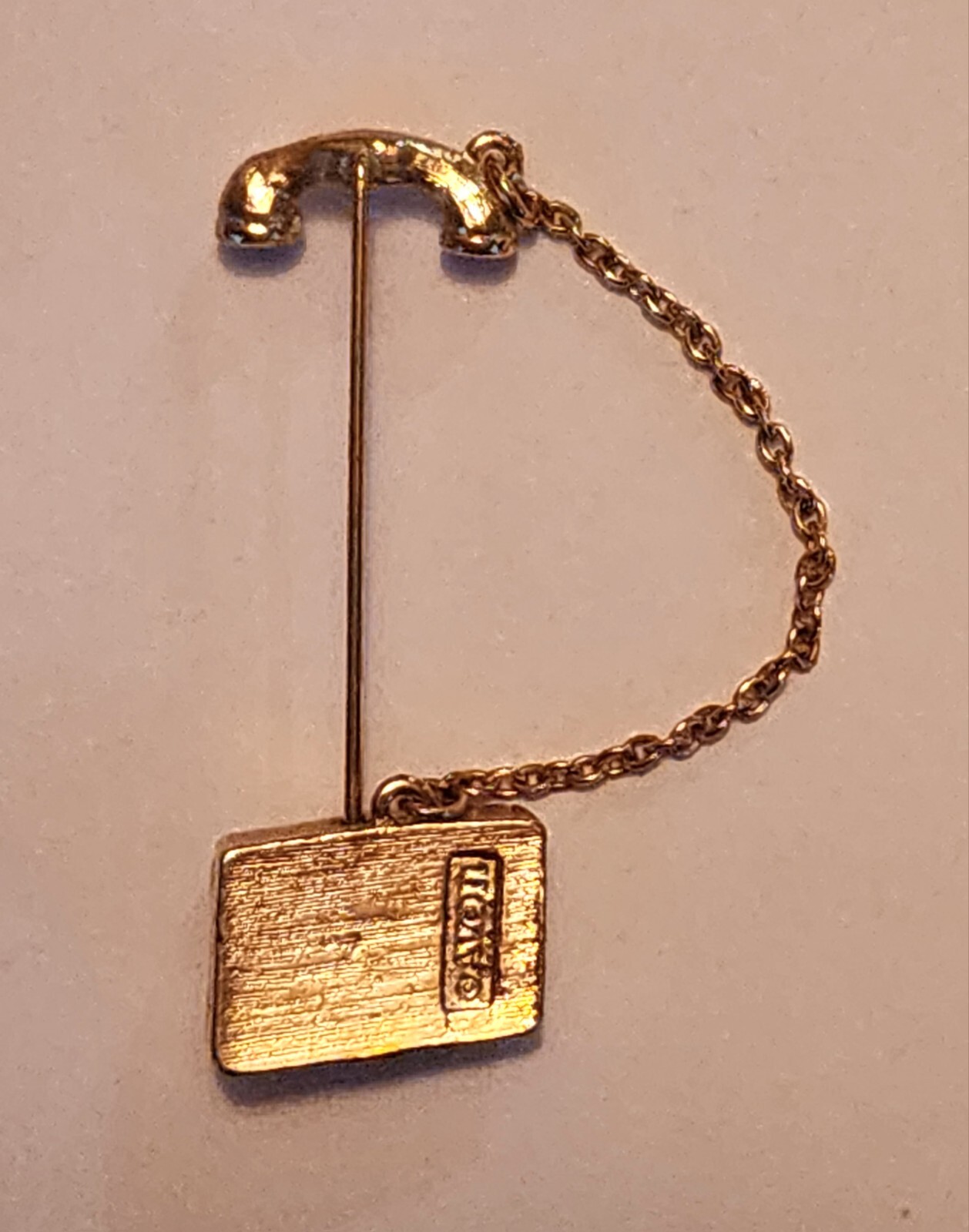 Vintage Avon Phone Stick Pin Gold Tone Rotary Dainty Approximately 2″