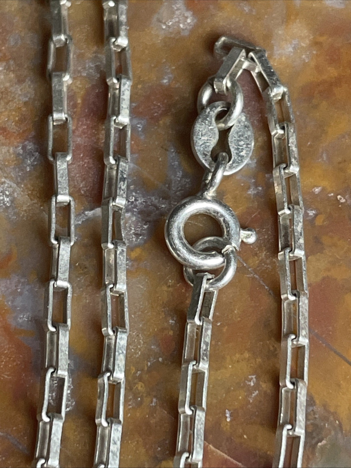 Vintage Sterling Silver Modernist Pendant Necklace 21”