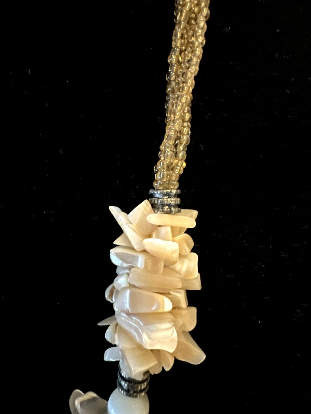 Vintage Shell Abalone Beaded Multi Strand Necklace 20″ and Pendant 2″ – Hawaiian