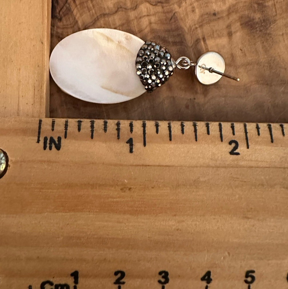 Fashion Earrings Black Pave Rhinestone Oval Amber Brown White Acrylic Boho Chic