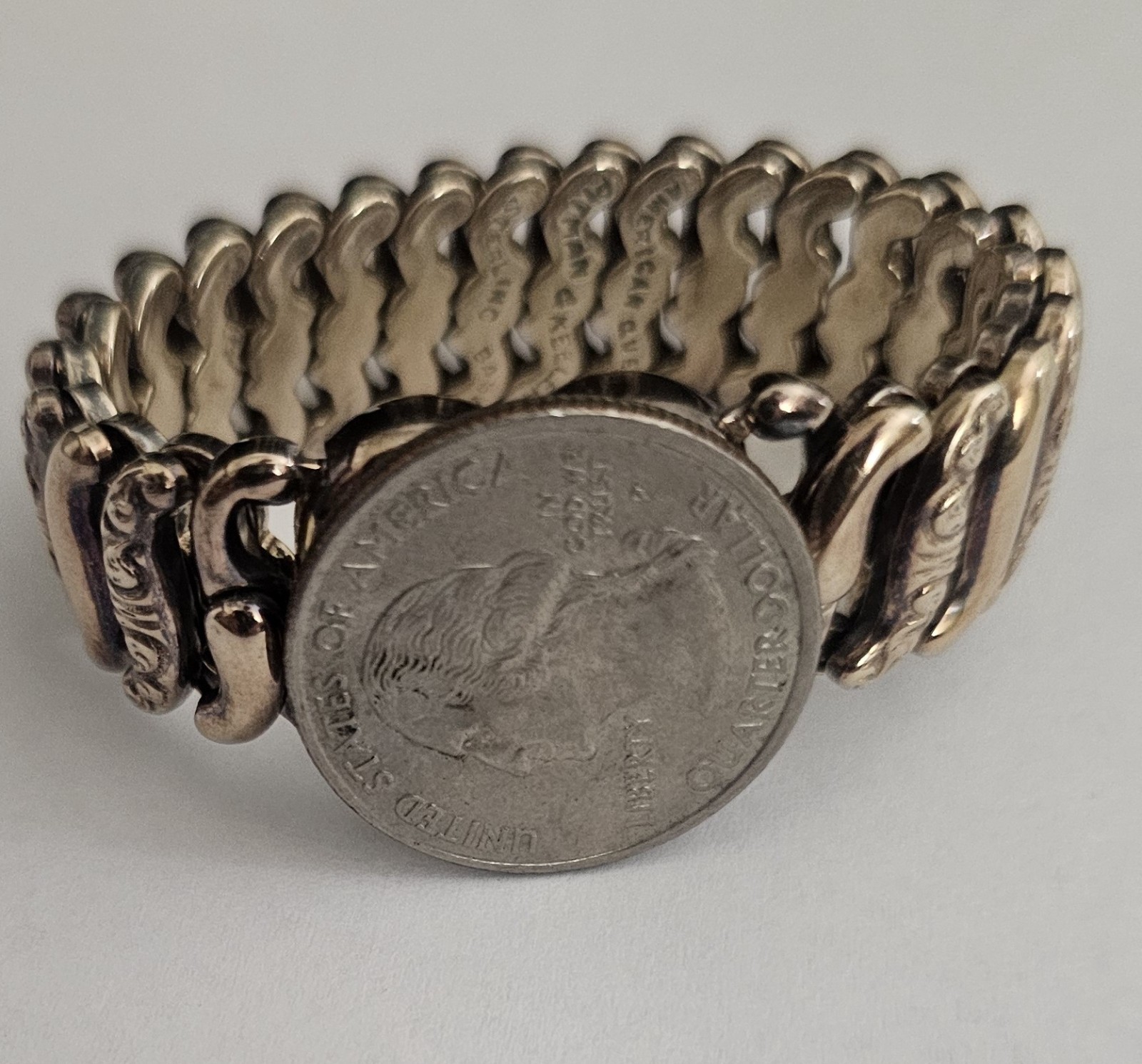 WWII Sweetheart Expansion Bracelet Pitman & Keeler Sterling Base Heart Initials