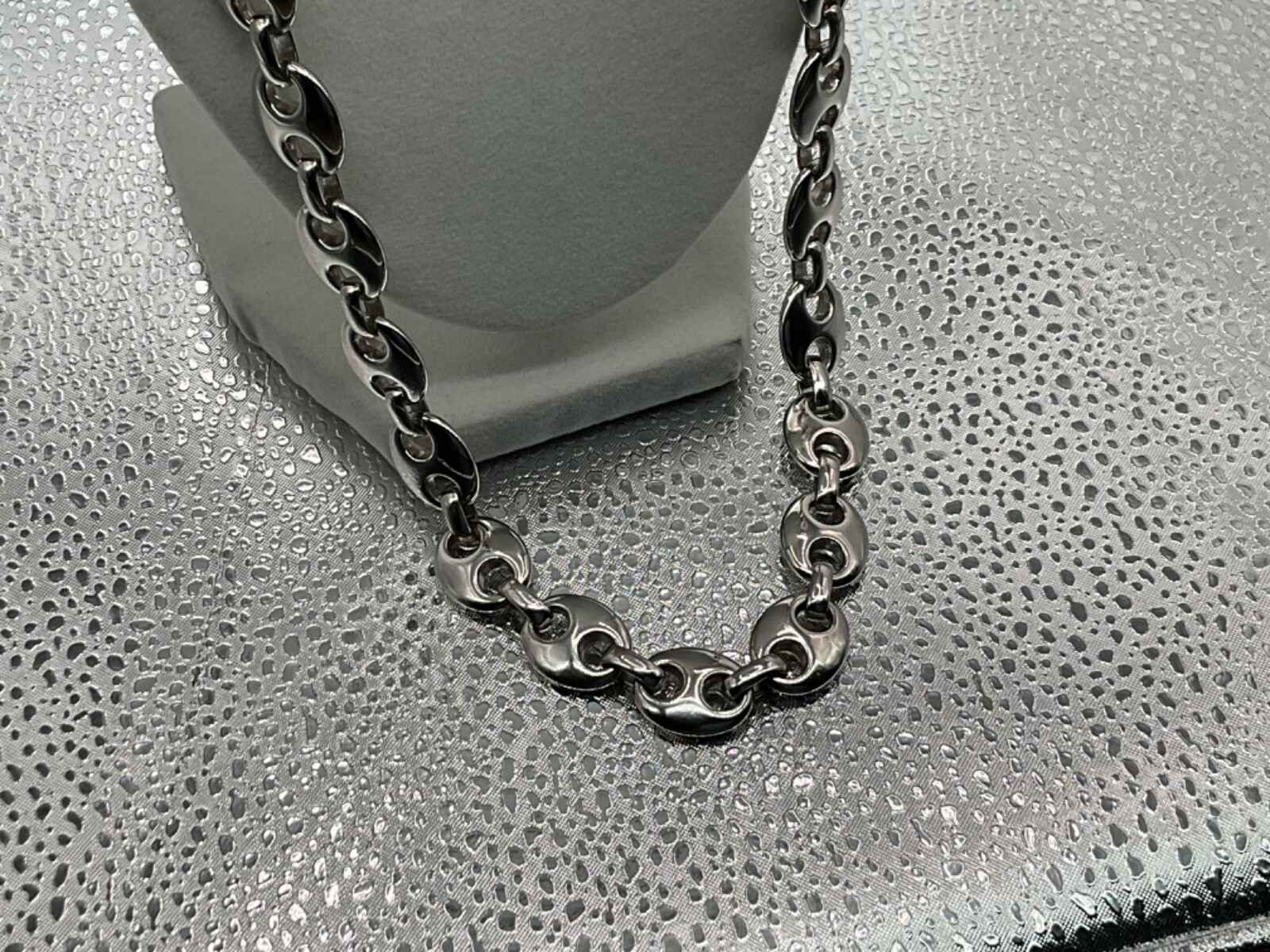 VTG Signed NAPIER Chunky Silver Tone Mariner/Anchor Link Chain Necklace 27” NWOT