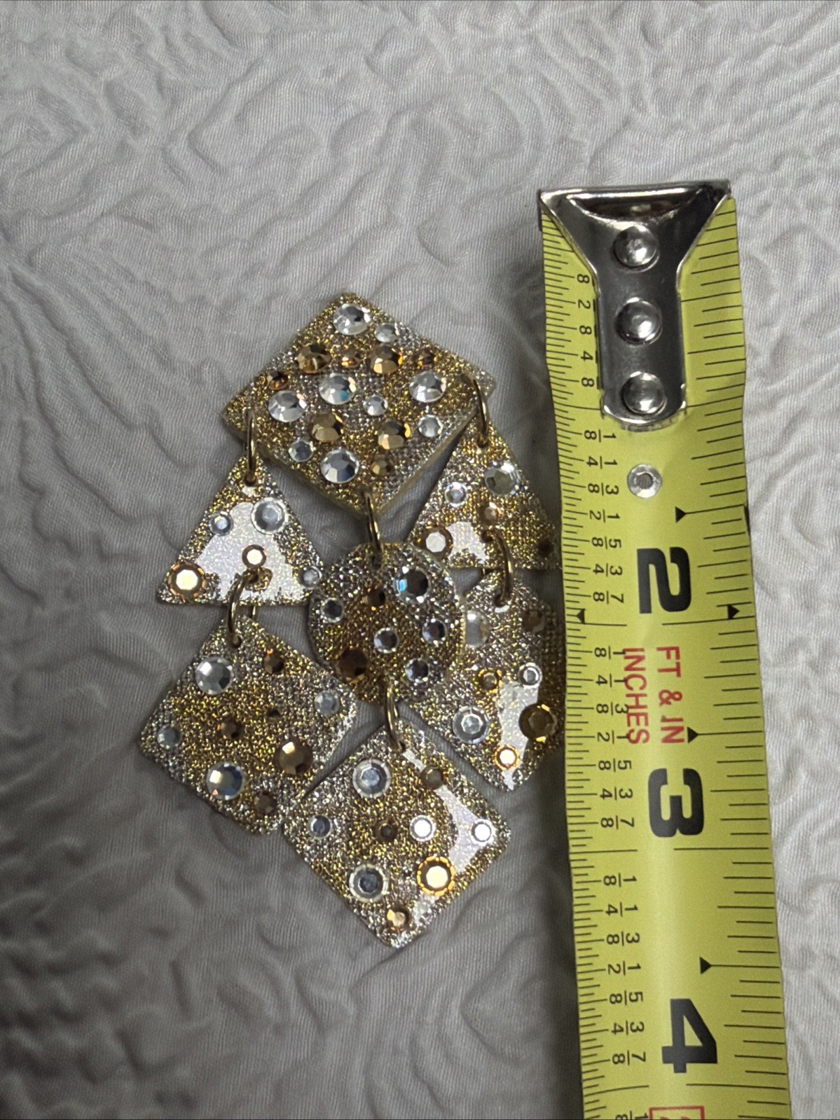 Vintage 1980s (2) MAM Retro Style Glitzy Chimes Clip Dangle Earrings Geometric