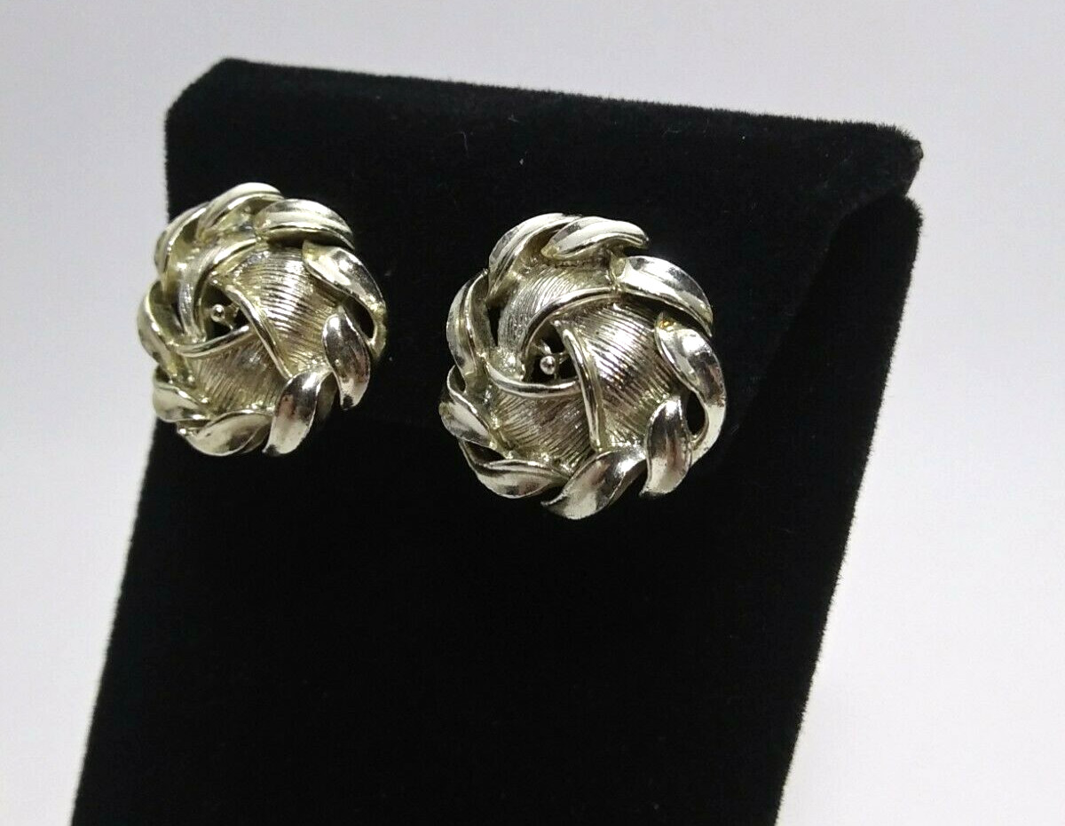 Vintage Lisner Metal Knot Screw Back Earrings