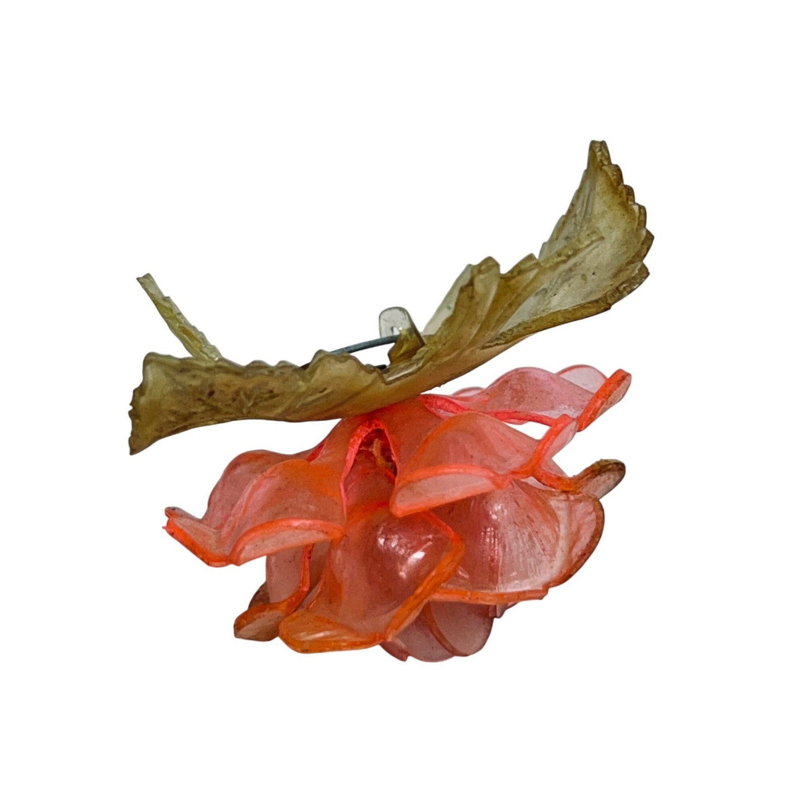 Vintage Pair Of Plastic Flower Brooches With Floral Bouquet & Rose Design (5771)