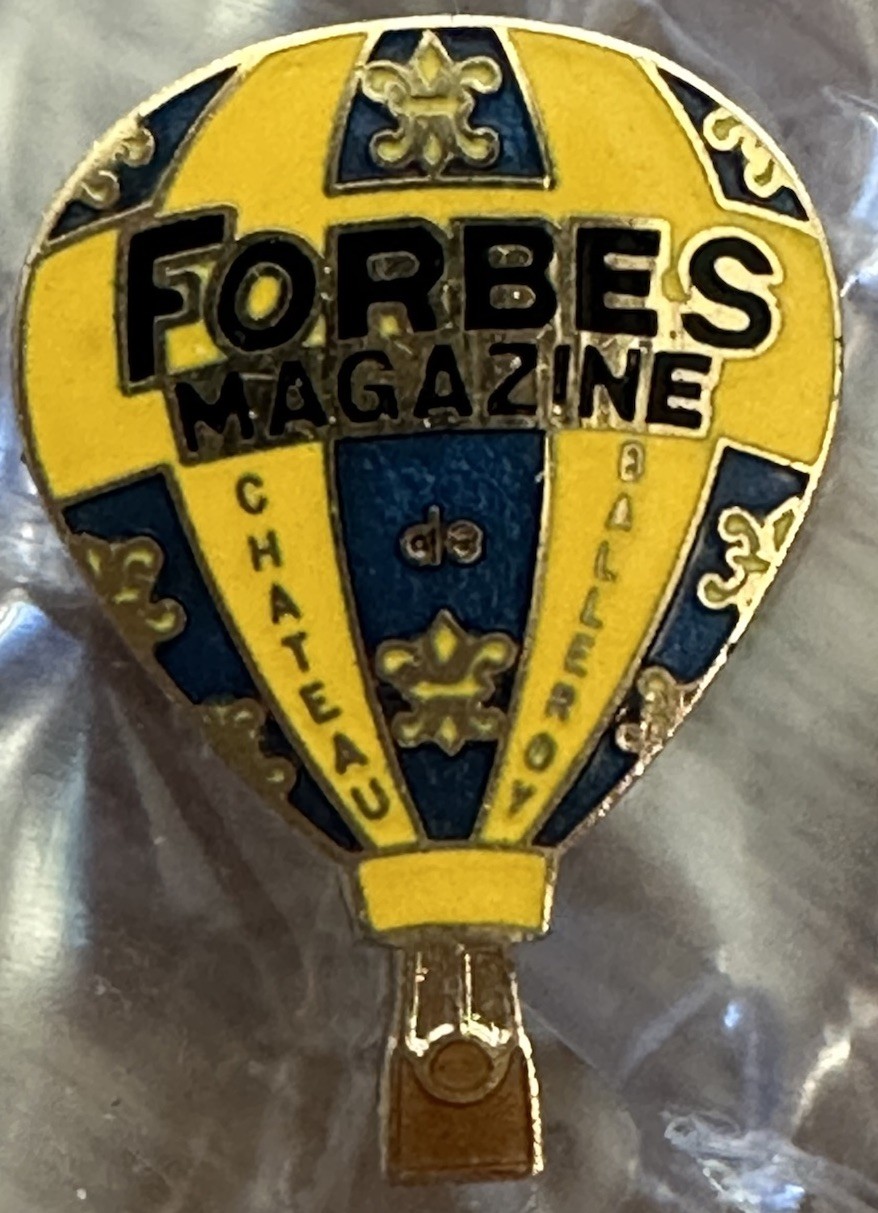 VTG Forbes Magazine Château de Balleroy Hot Air Balloon Pin