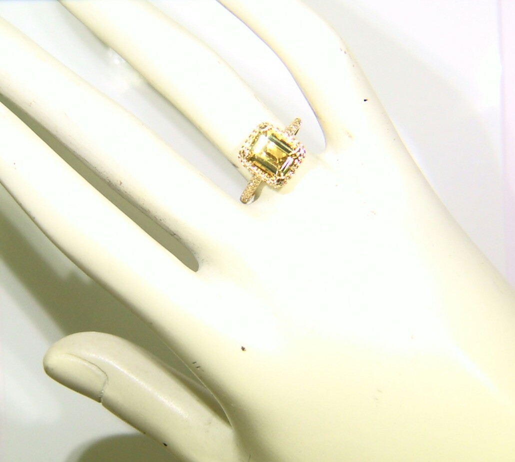 2.37CT 14K Solid Gold Natural Beryl White Diamond Vintage Engagement Ring Halo