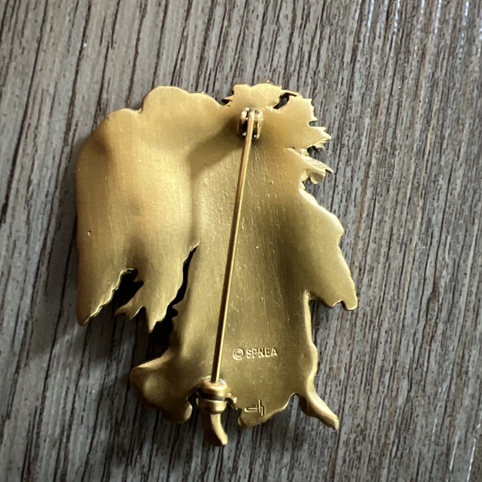 Guardian Angel Brooch SPNEA Gold Tone Society for Preservation New England 2”