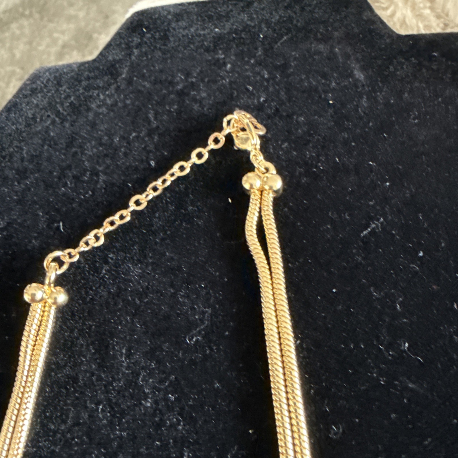 VINTAGE CHRISTIAN DIOR DOUBLE CHAIN CRYSTAL NECKLACE ADJ 16-18”