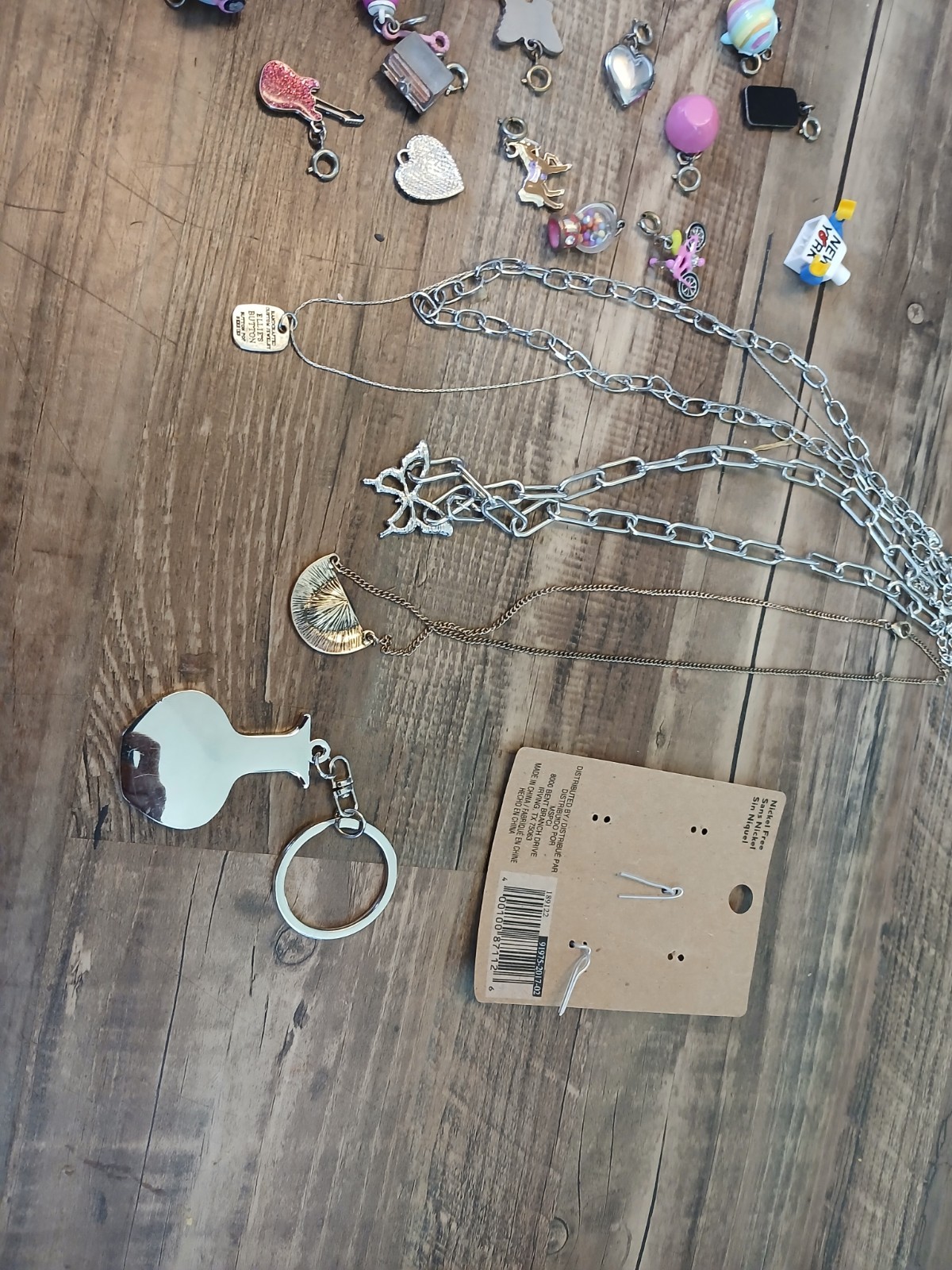Collectibles lot Metal Charms Charm Necklace Enamel Cross Pendant Treasure Chest