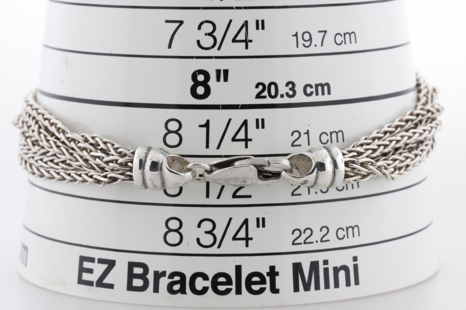 HW Burdick Co Sterling Silver 925 Multi Strand Spiga Wheat Chain Bracelet – 8.5″
