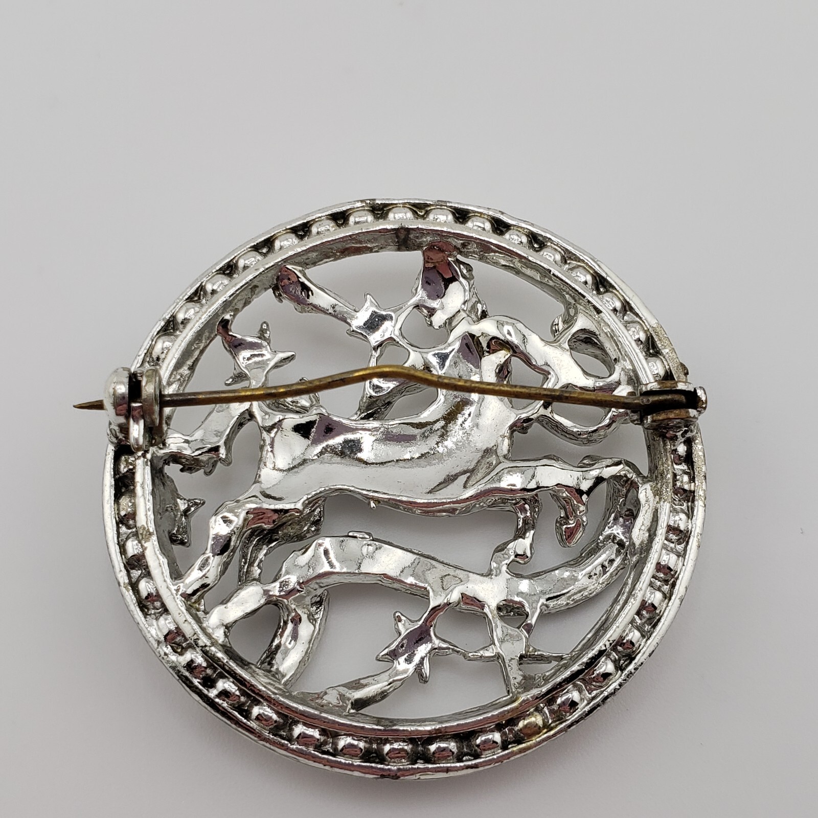 Sagittarius Pin Brooch Silver Tone Astrology Centaur Birthday Gift Whimsical VTG