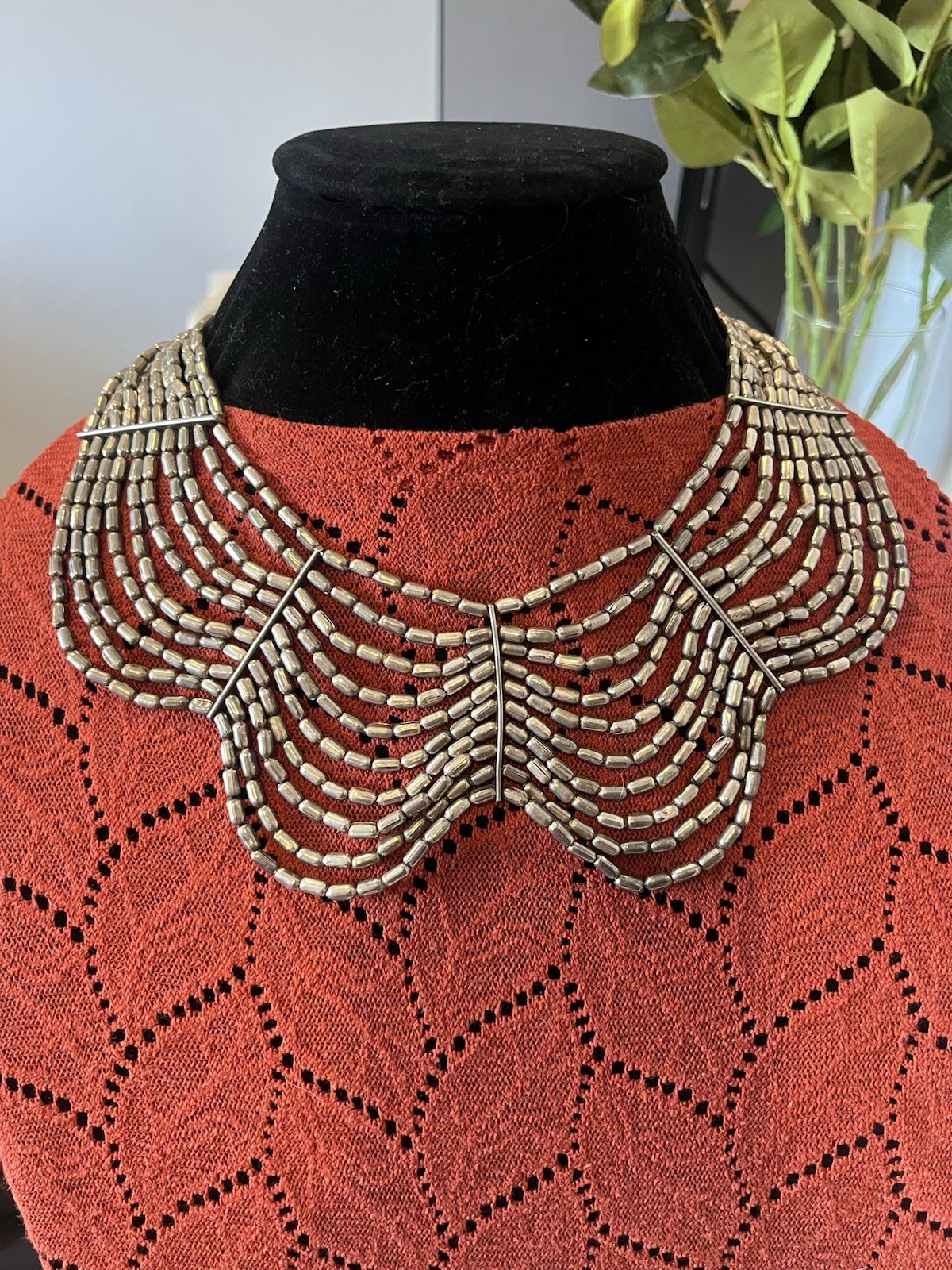 Vintage Silver Metal Gothic Multi Layer Collar Viking Costume Cosplay Necklace