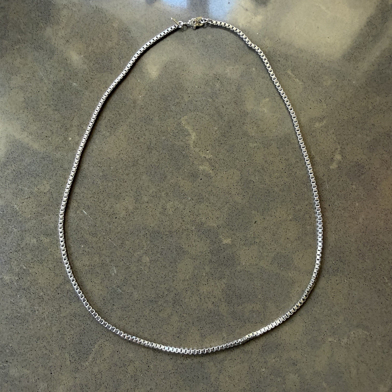 Signed Monet Silver Tone Box Chain Necklace 16.5″ EUC Vintage