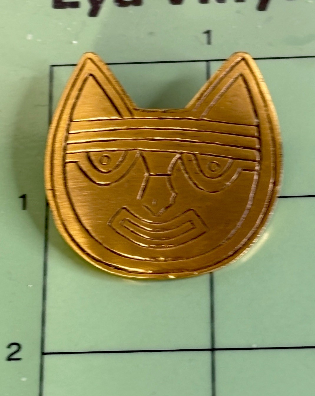 Vtg Pre-Columbian Cat Face Peru Pin Brooch Gato Alva Studios LAM Lowe Art Museum