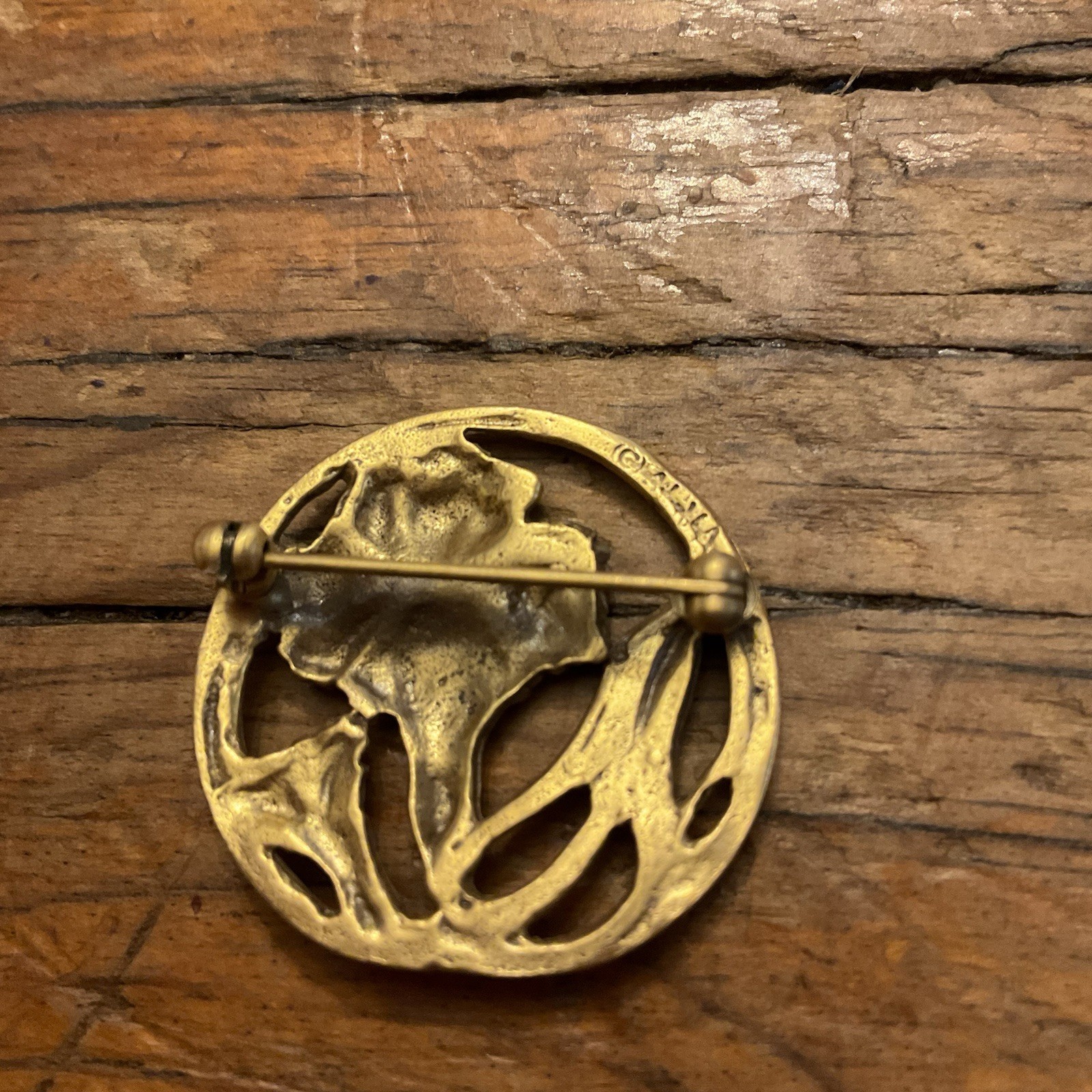 Vintage Alva Studios Floral Flower Garden Gold Tone Pin Brooch~1 1/4 Inches