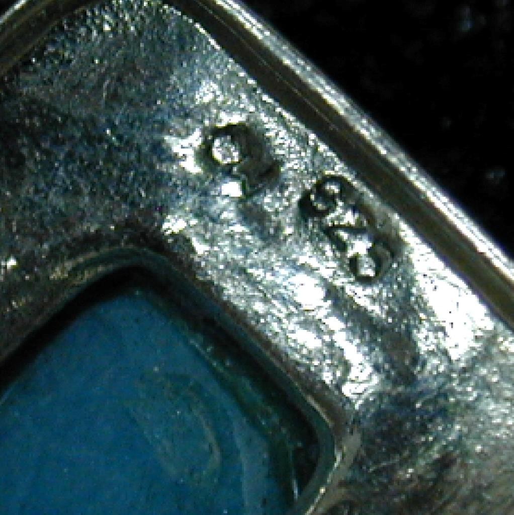 Vintage CW Charles Winston Sterling Turquoise & Marcasite Pendant 925 Silver